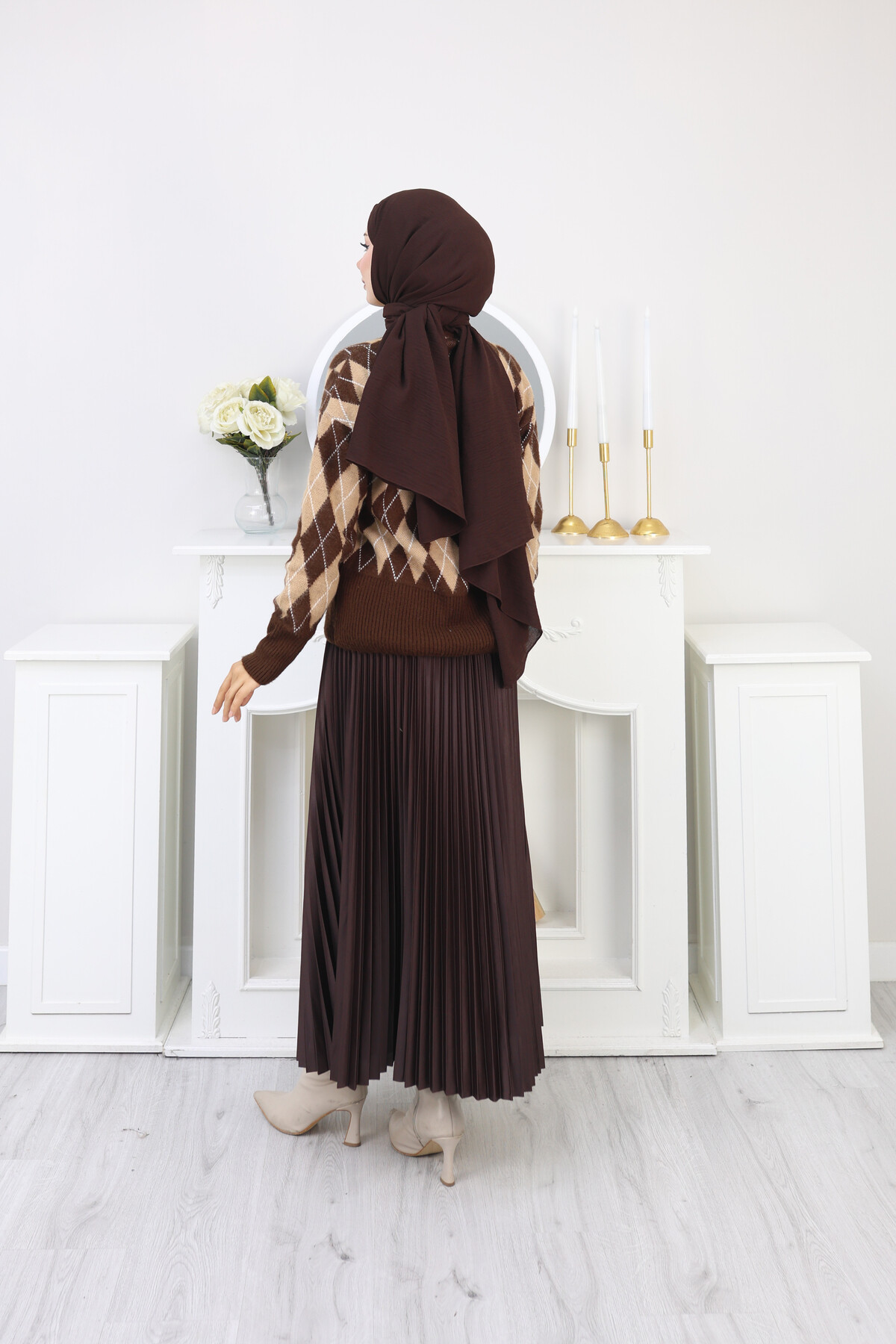 BAKLAVA DESEN HIRKA KOMBİN -CAMEL