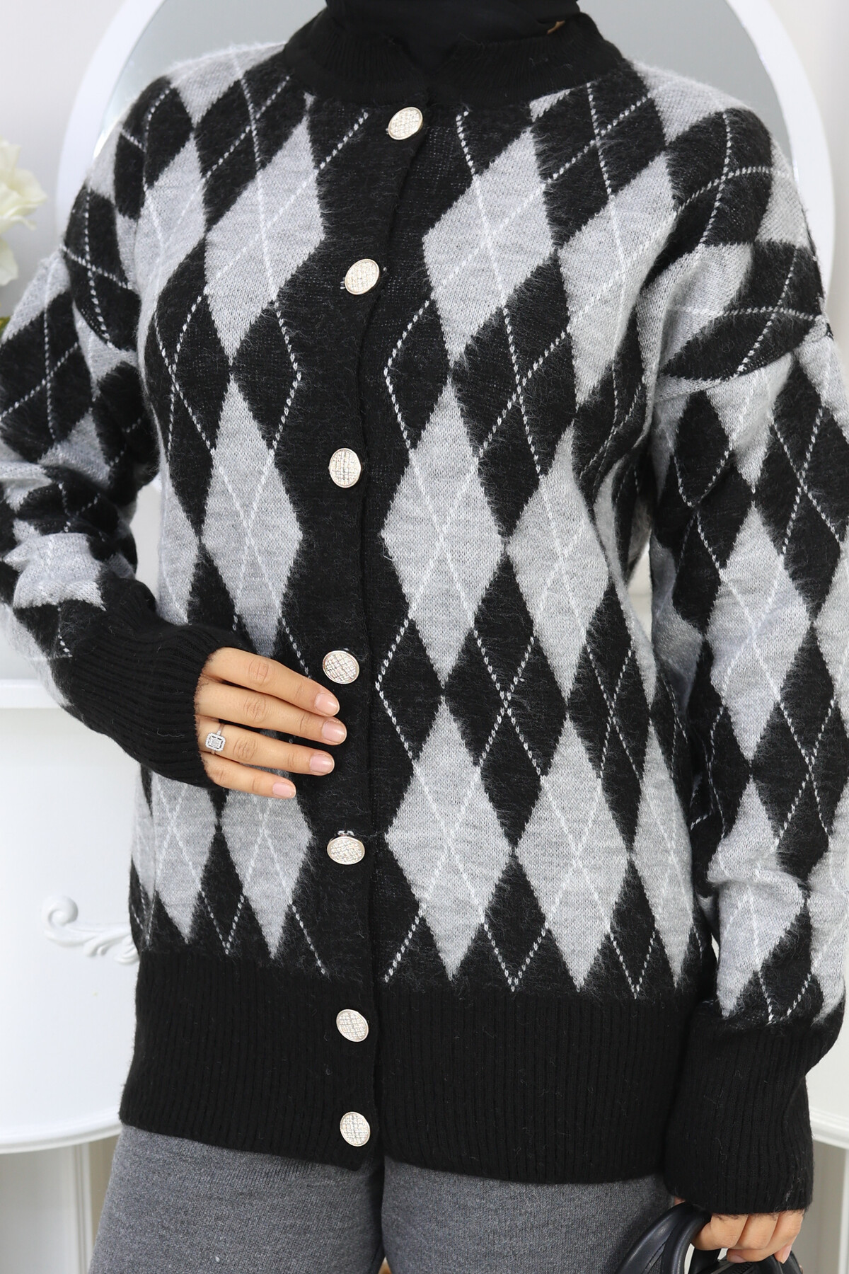 BAKLAVA DESEN HIRKA KOMBİN -SİYAH