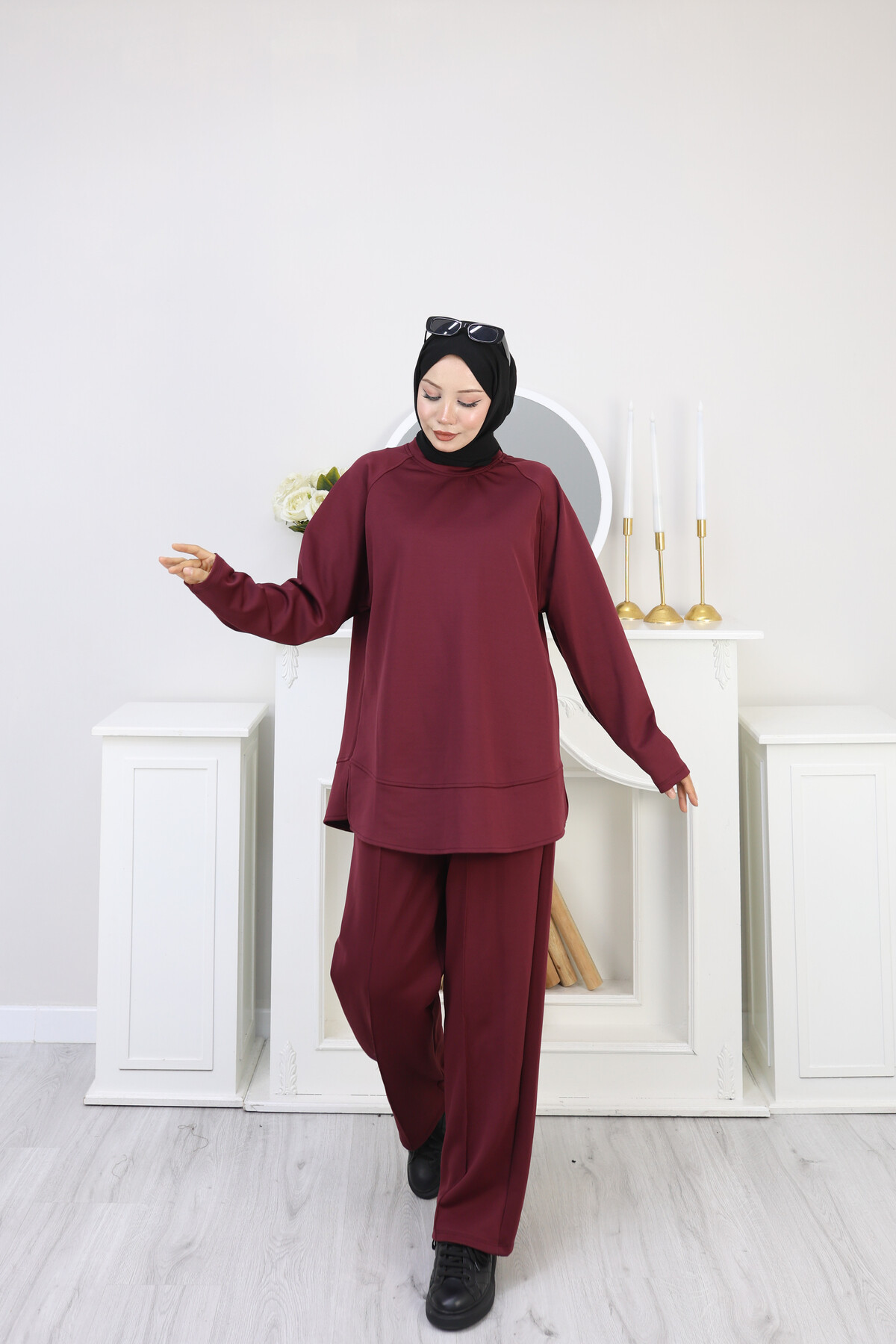 BALON KOL DÜZ KAZAK -ACI KAHVE