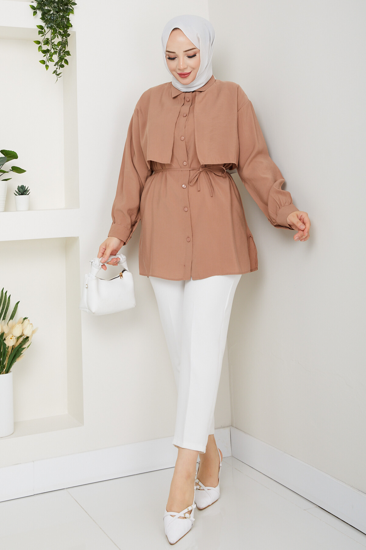 BOLEROLU GÖMLEK-KAHVE