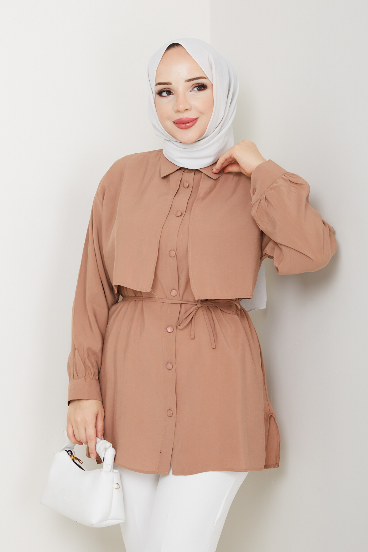 BOLEROLU GÖMLEK-KAHVE