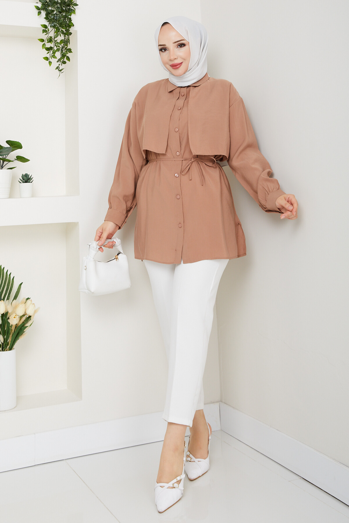 BOLEROLU GÖMLEK-KAHVE