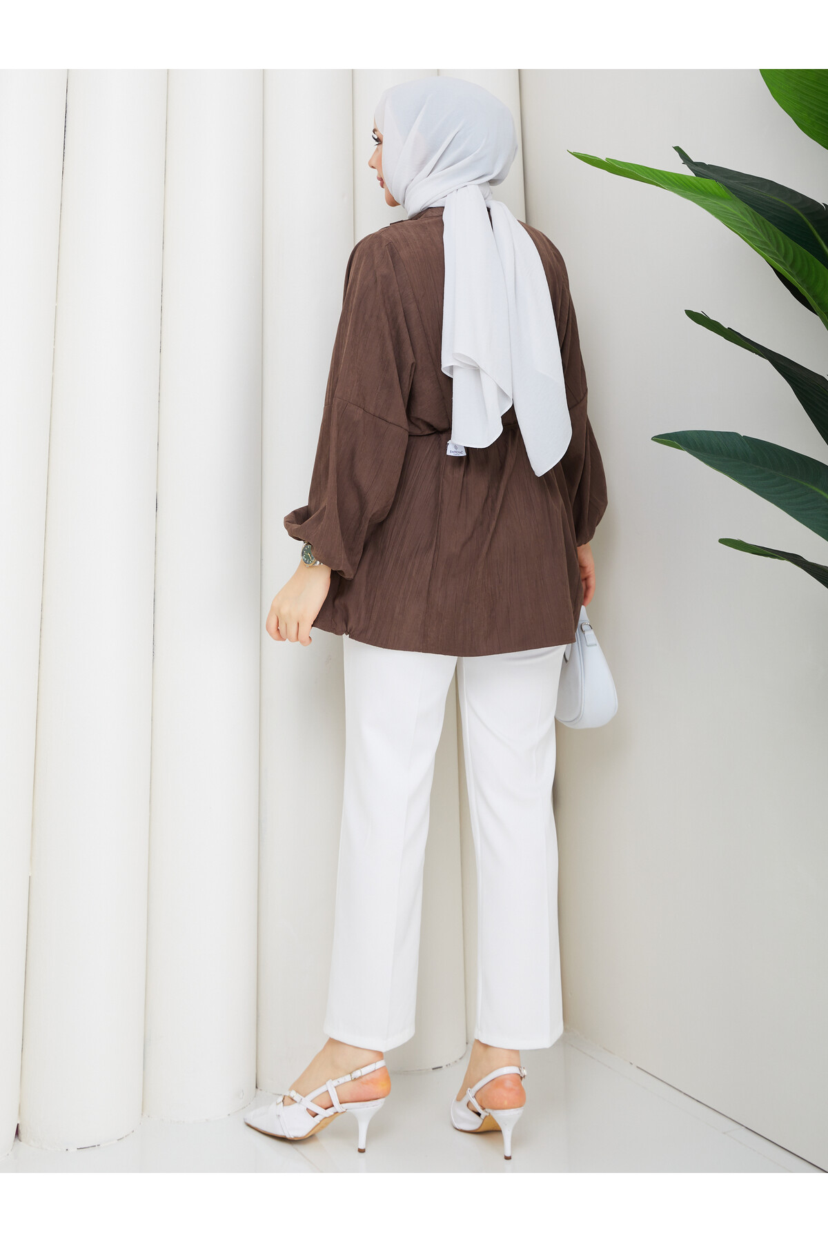 ÇİLEK NERVÜRLÜ GÖMLEK - ACI KAHVE