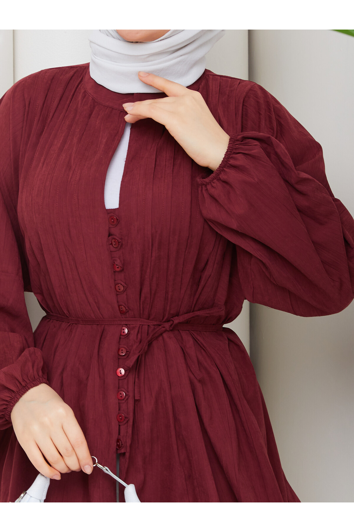 ÇİLEK NERVÜRLÜ GÖMLEK - BORDO