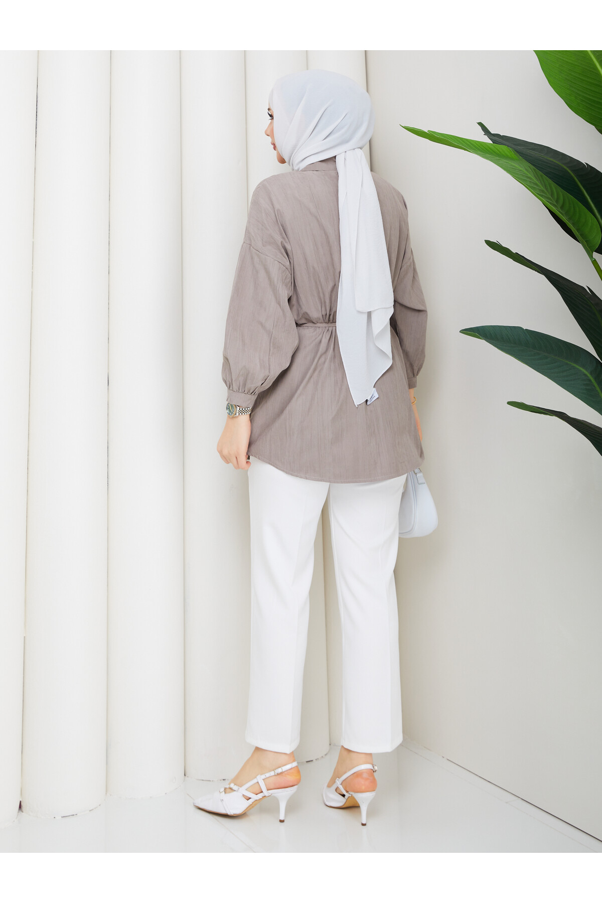 ÇİLEK NERVÜRLÜ GÖMLEK - VİZON