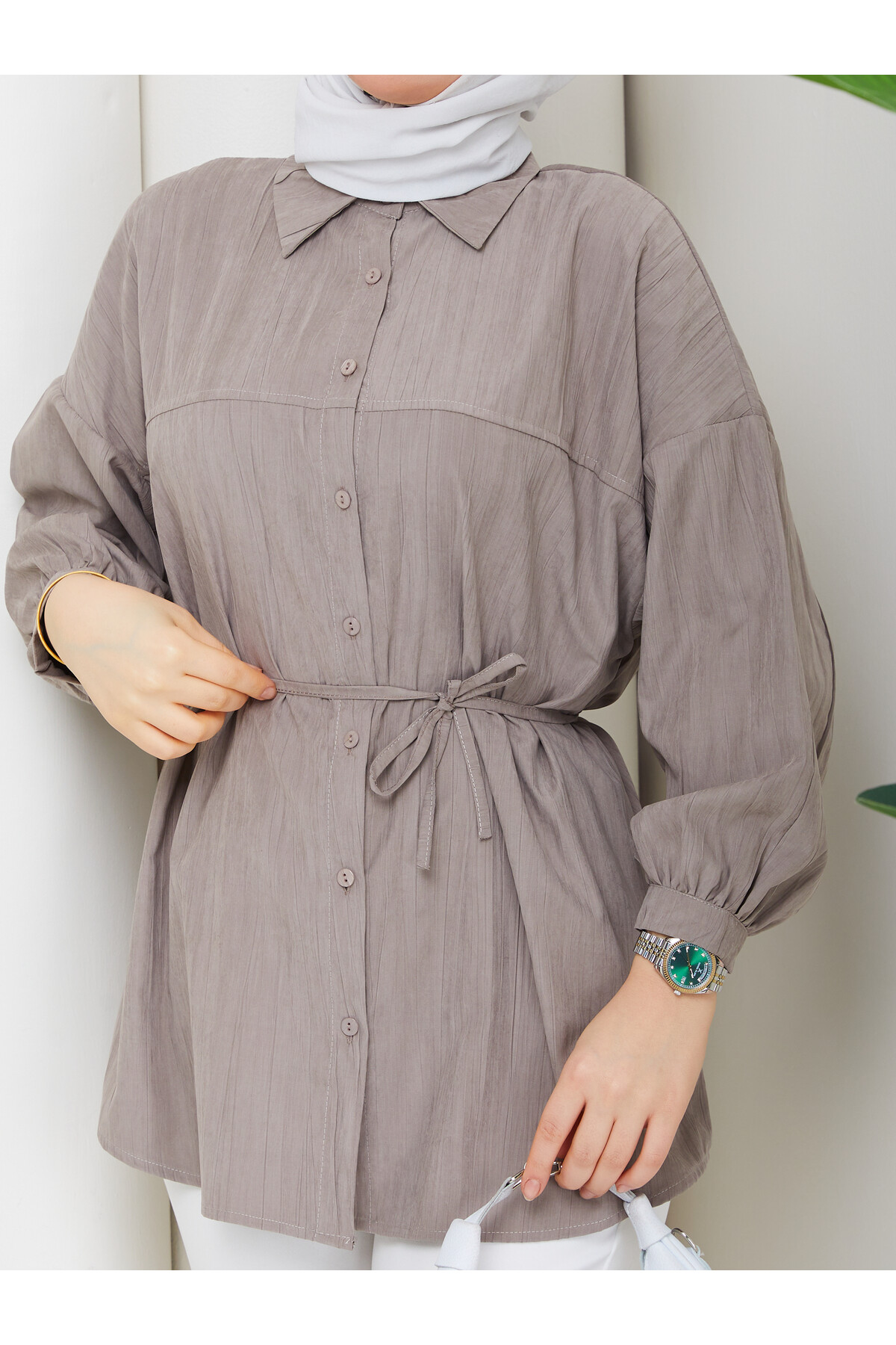 ÇİLEK NERVÜRLÜ GÖMLEK - VİZON