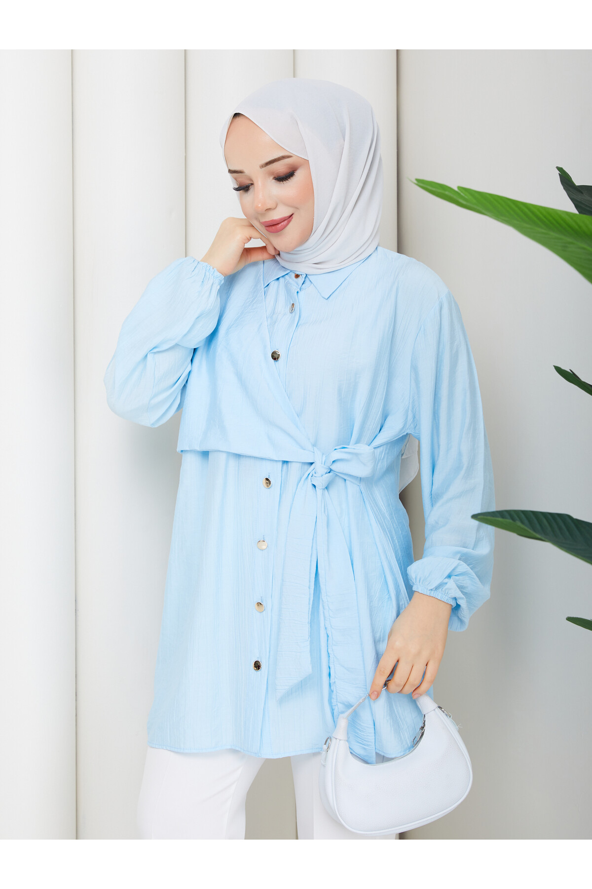 ÇİLEK YAN BAĞLAMALI GÖMLEK KOMBİN - BEBEMAVİ