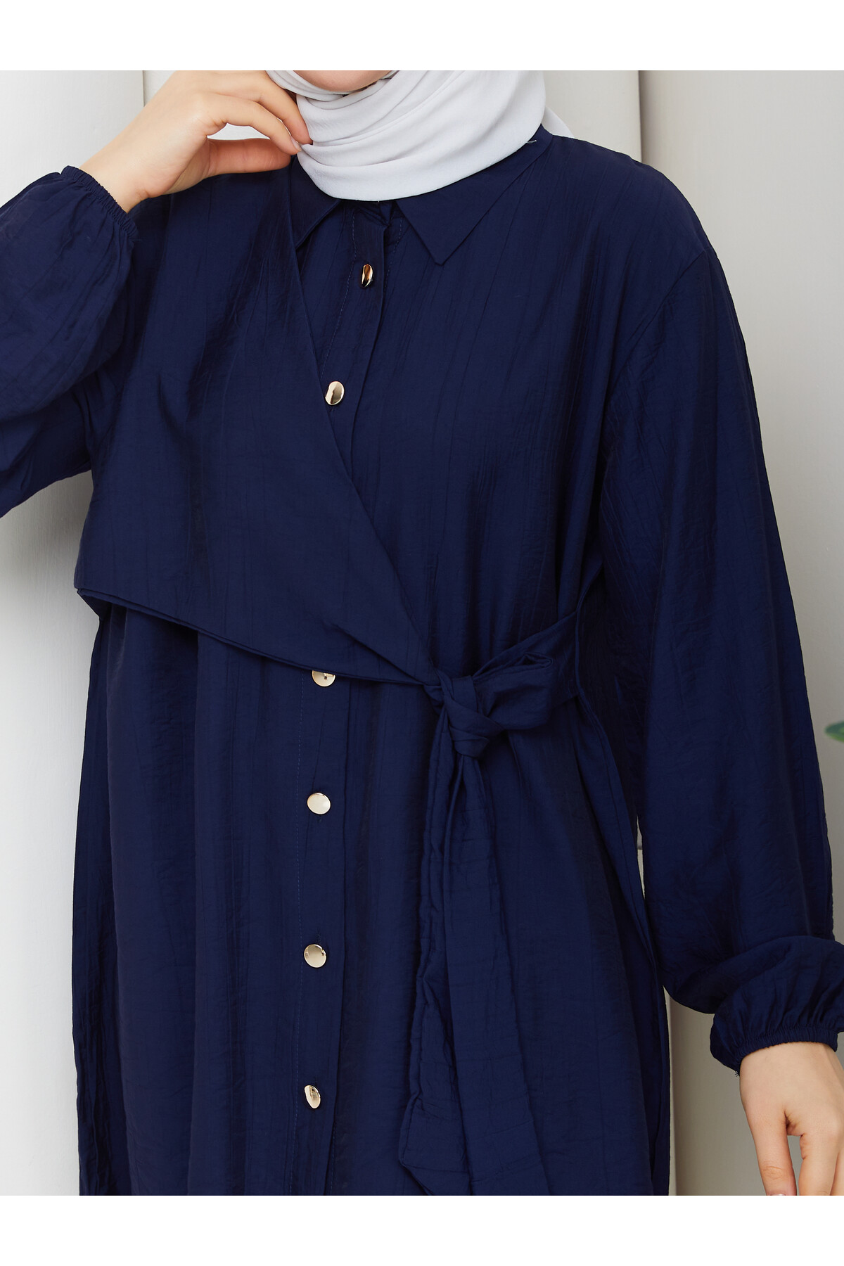 ÇİLEK YAN BAĞLAMALI GÖMLEK - LACİVERT