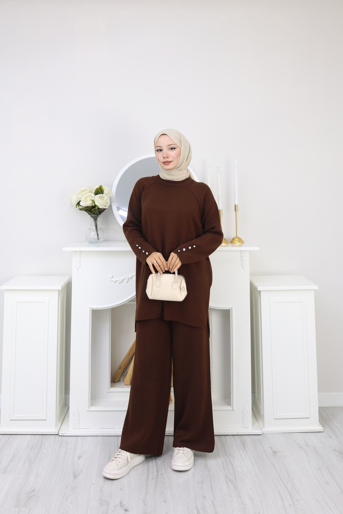 ÇIMALI TRİKO TAKIM-ACI KAHVE