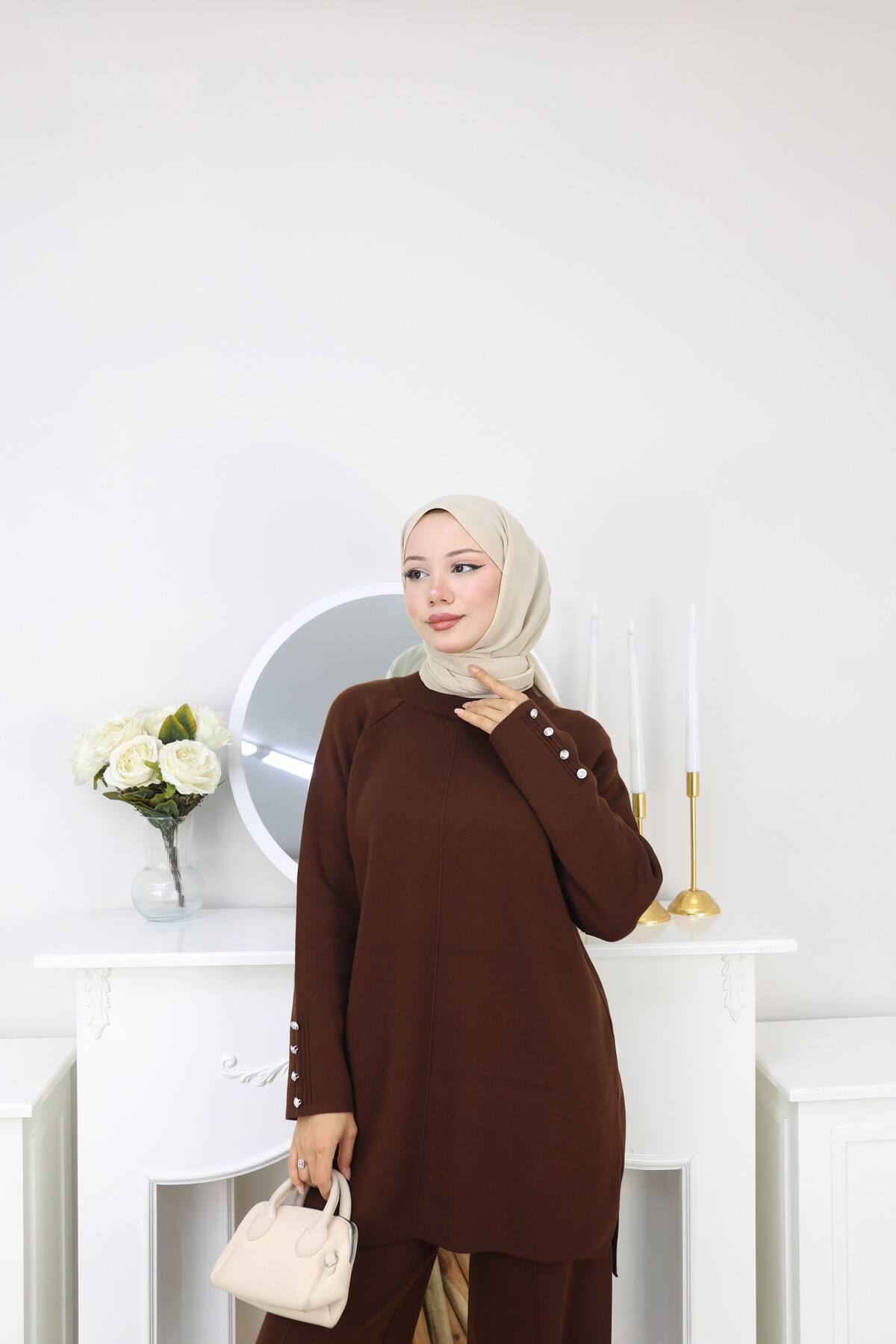 ÇIMALI TRİKO TAKIM-ACI KAHVE