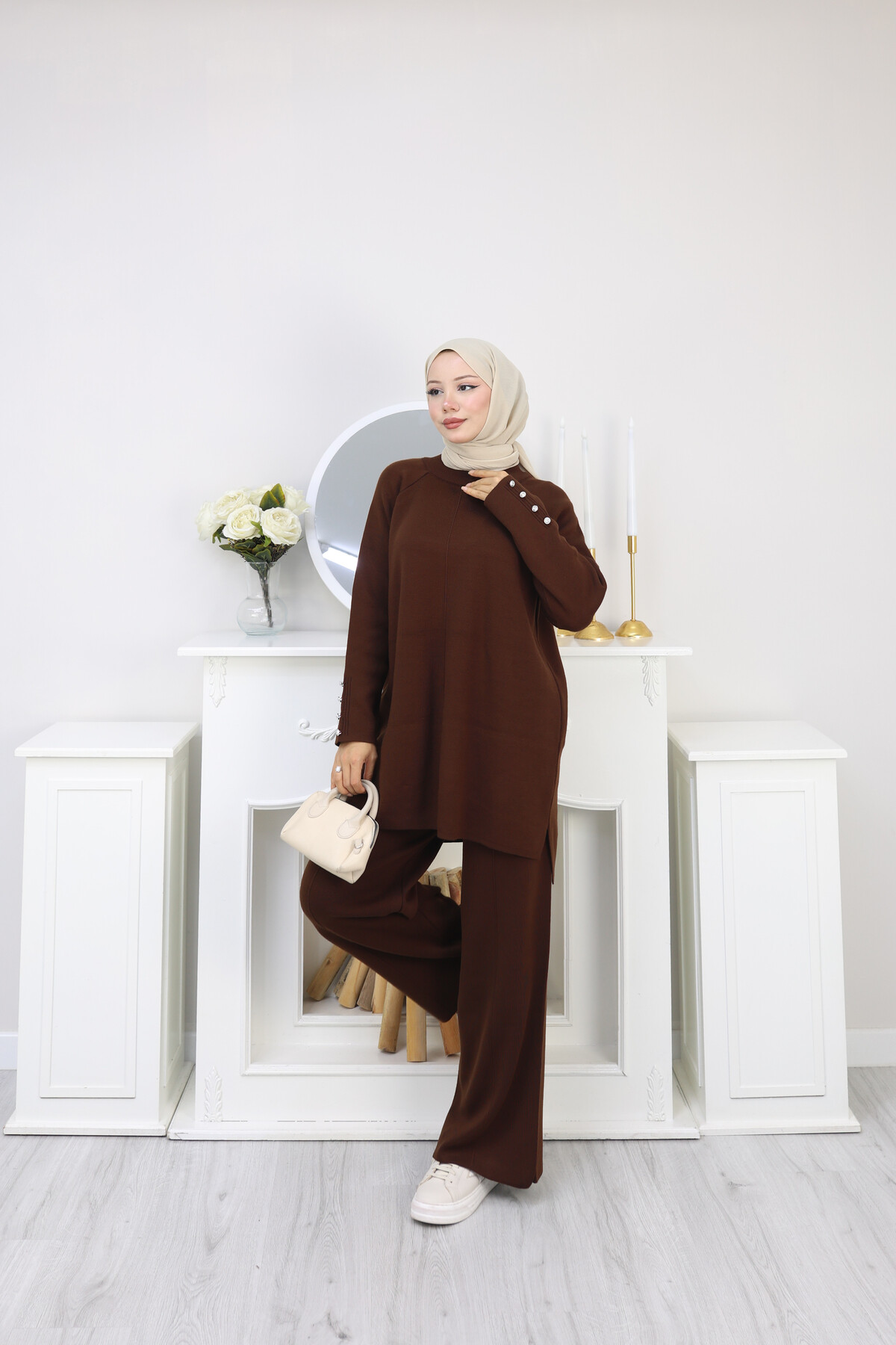 ÇIMALI TRİKO TAKIM-ACI KAHVE