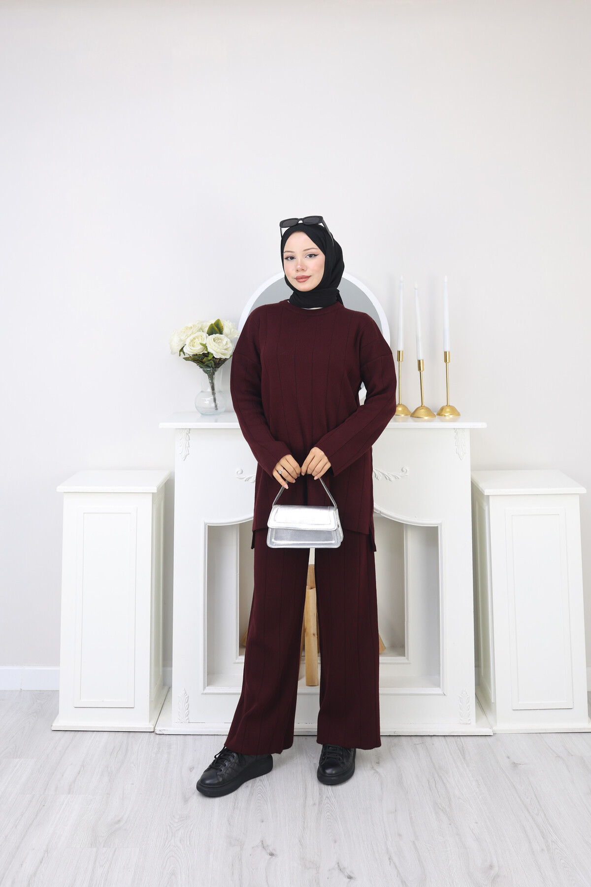 KALIN FİTİLLİ TRİKO  TAKIM -BORDO