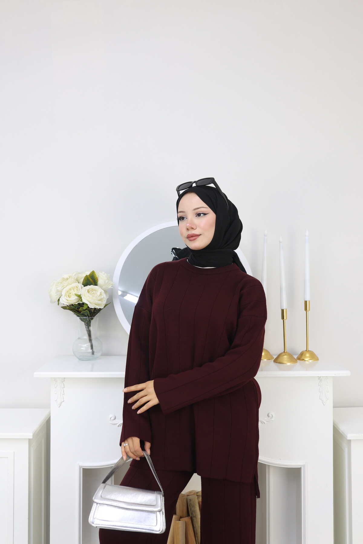 KALIN FİTİLLİ TRİKO  TAKIM -BORDO