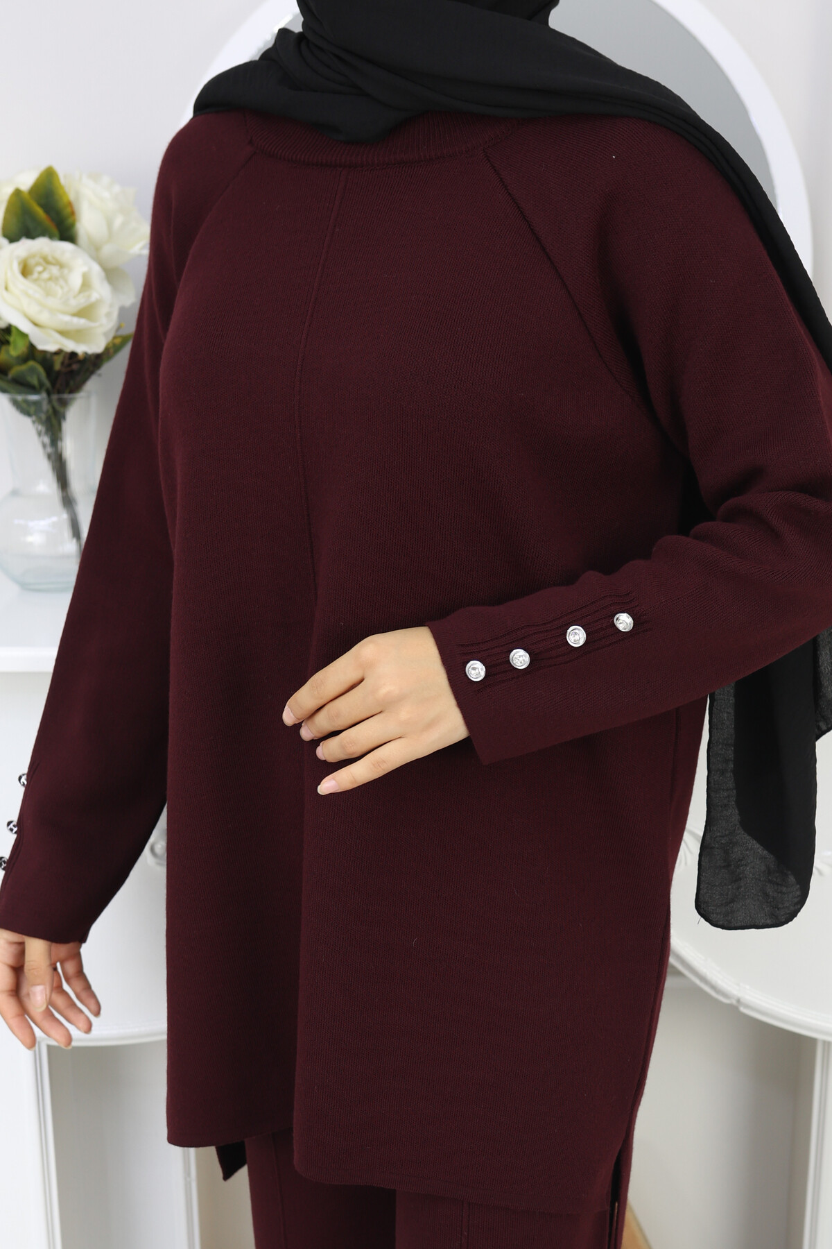 ÇIMALI TRİKO TAKIM-BORDO