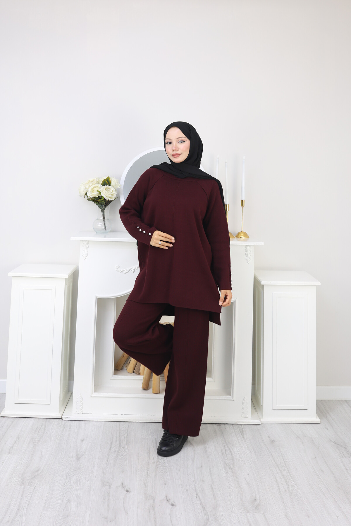 ÇIMALI TRİKO TAKIM-BORDO