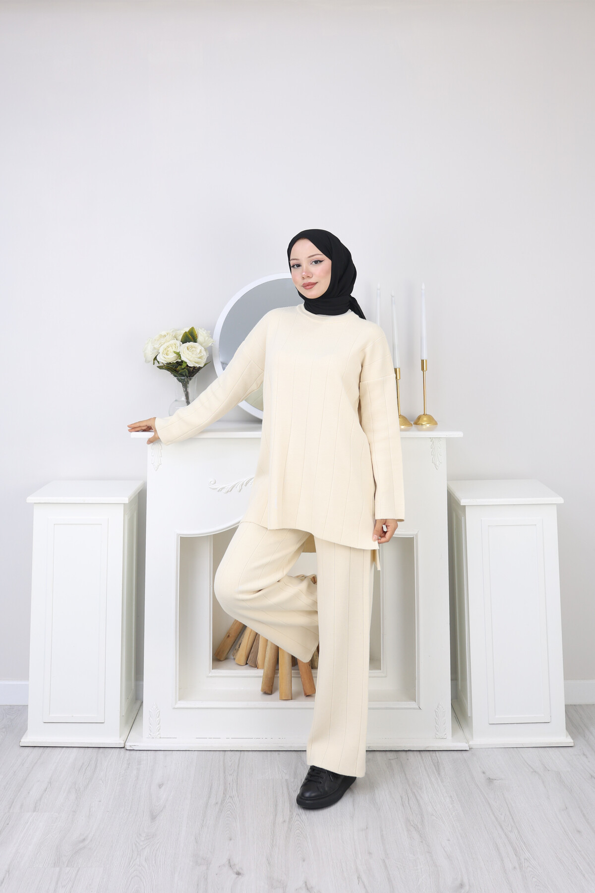 KALIN FİTİLLİ  TRİKO  TAKIM -KREM