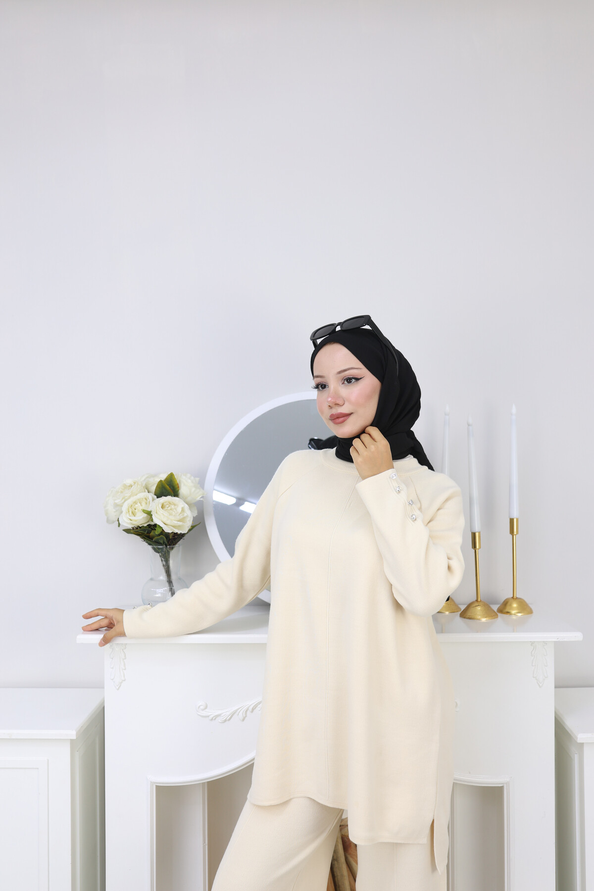 ÇIMALI TRİKO TAKIM-KREM