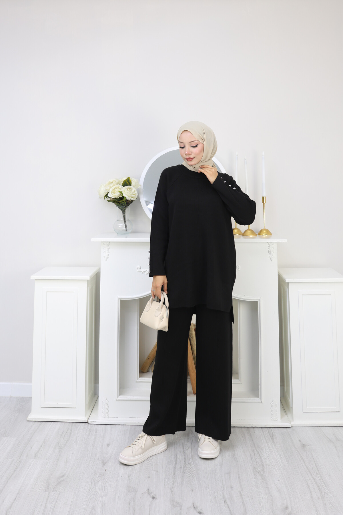 ÇIMALI TRİKO TAKIM-SİYAH