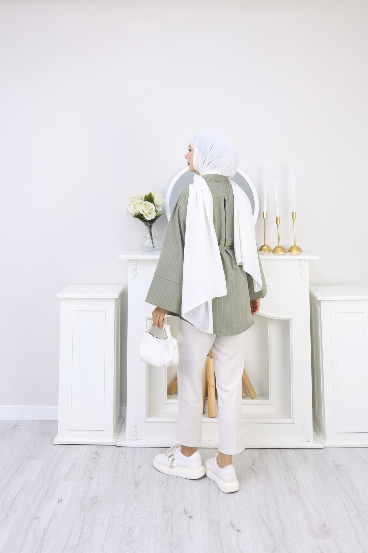 ÇİZGİLİ SÜET GÖMLEK - YEŞİL