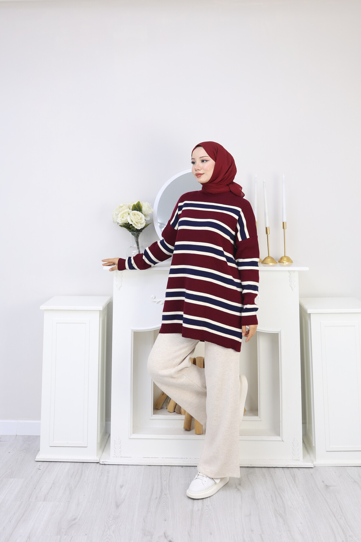 ÇİZGİLİ TRİKO TAKIM -KIRMIZI