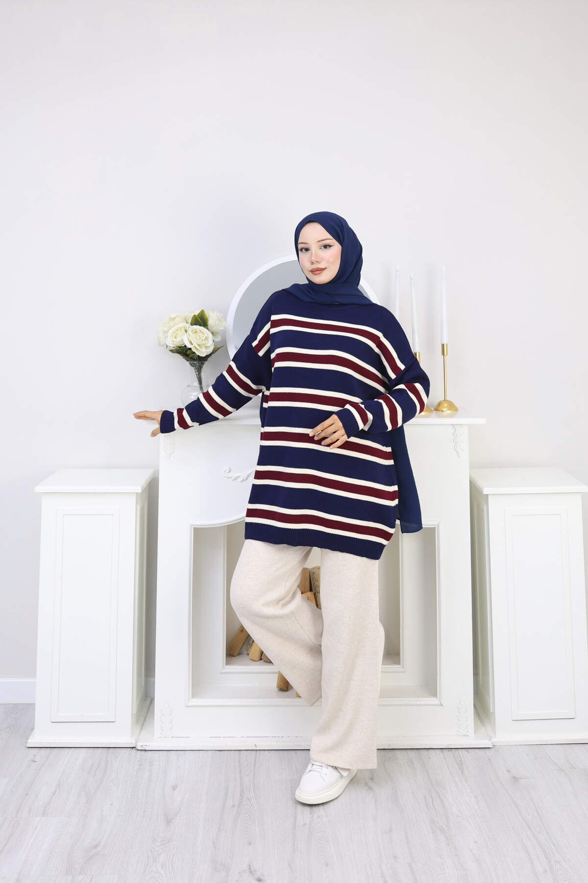 ÇİZGİLİ TRİKO TAKIM -LACİVERT