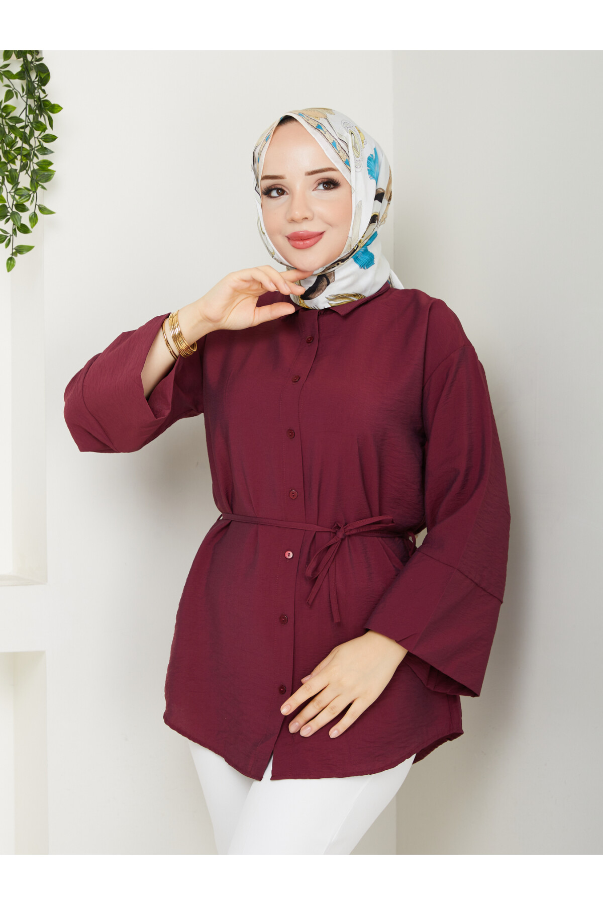 ÇZG LİLYUM GÖMLEK-BORDO