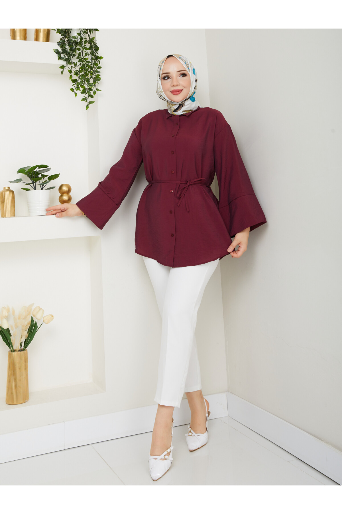 ÇZG LİLYUM GÖMLEK-BORDO