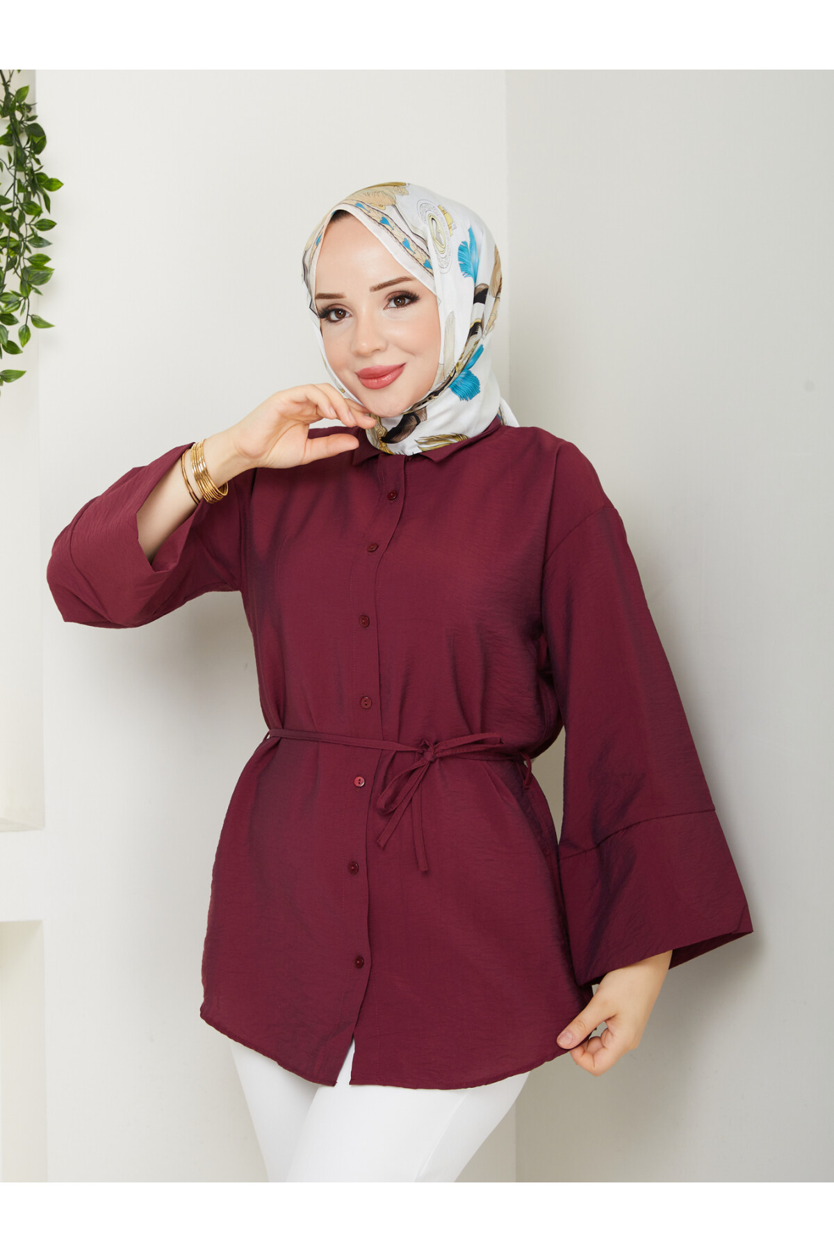 ÇZG LİLYUM GÖMLEK-BORDO