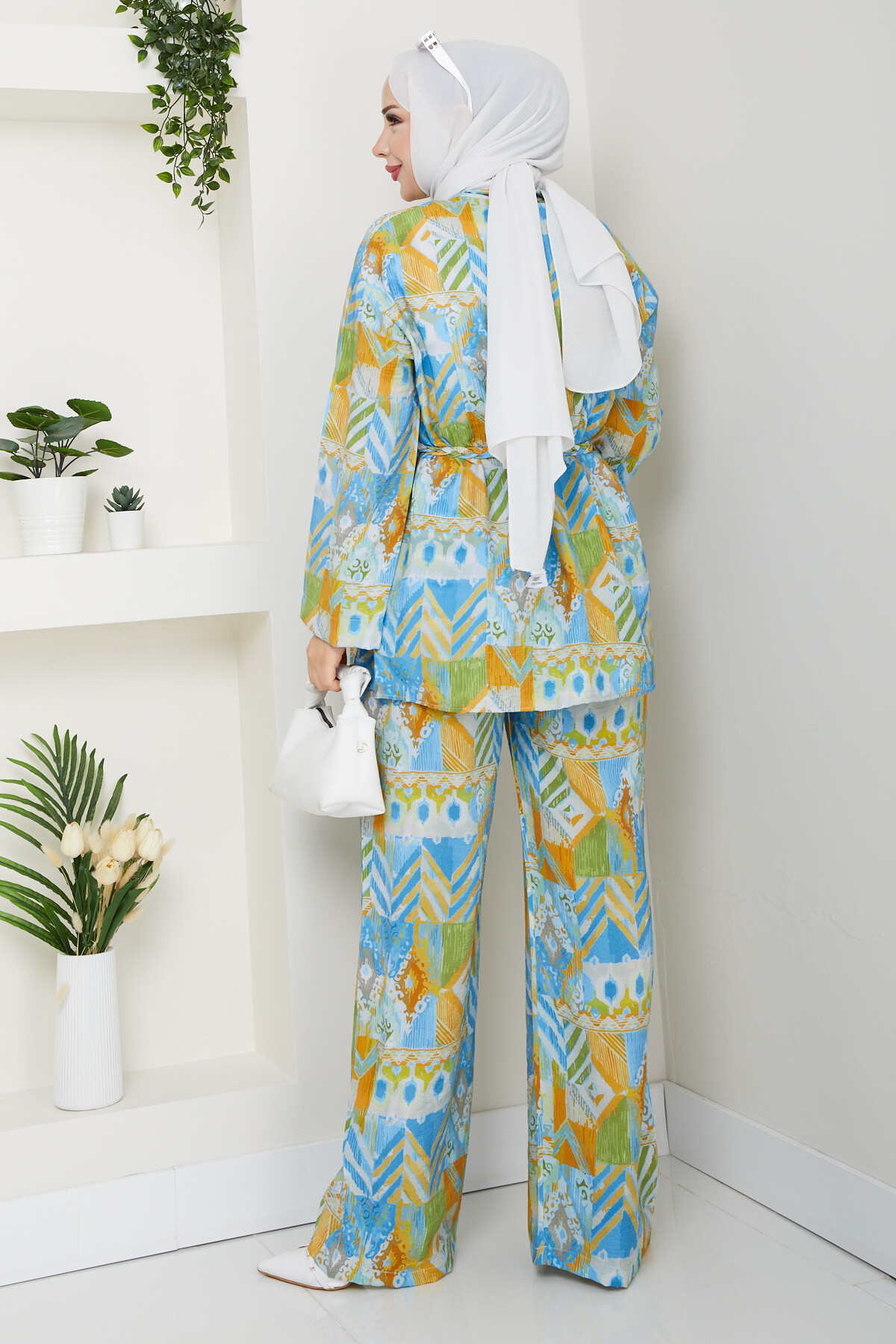 DESENLİ KİMONO TAKIM-MAVİ