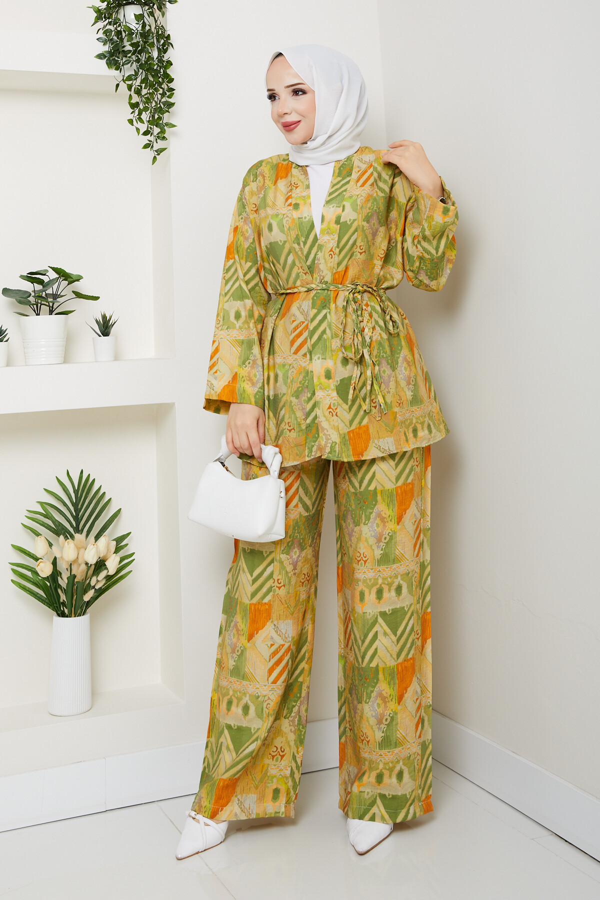 DESENLİ KİMONO TAKIM-YEŞİL