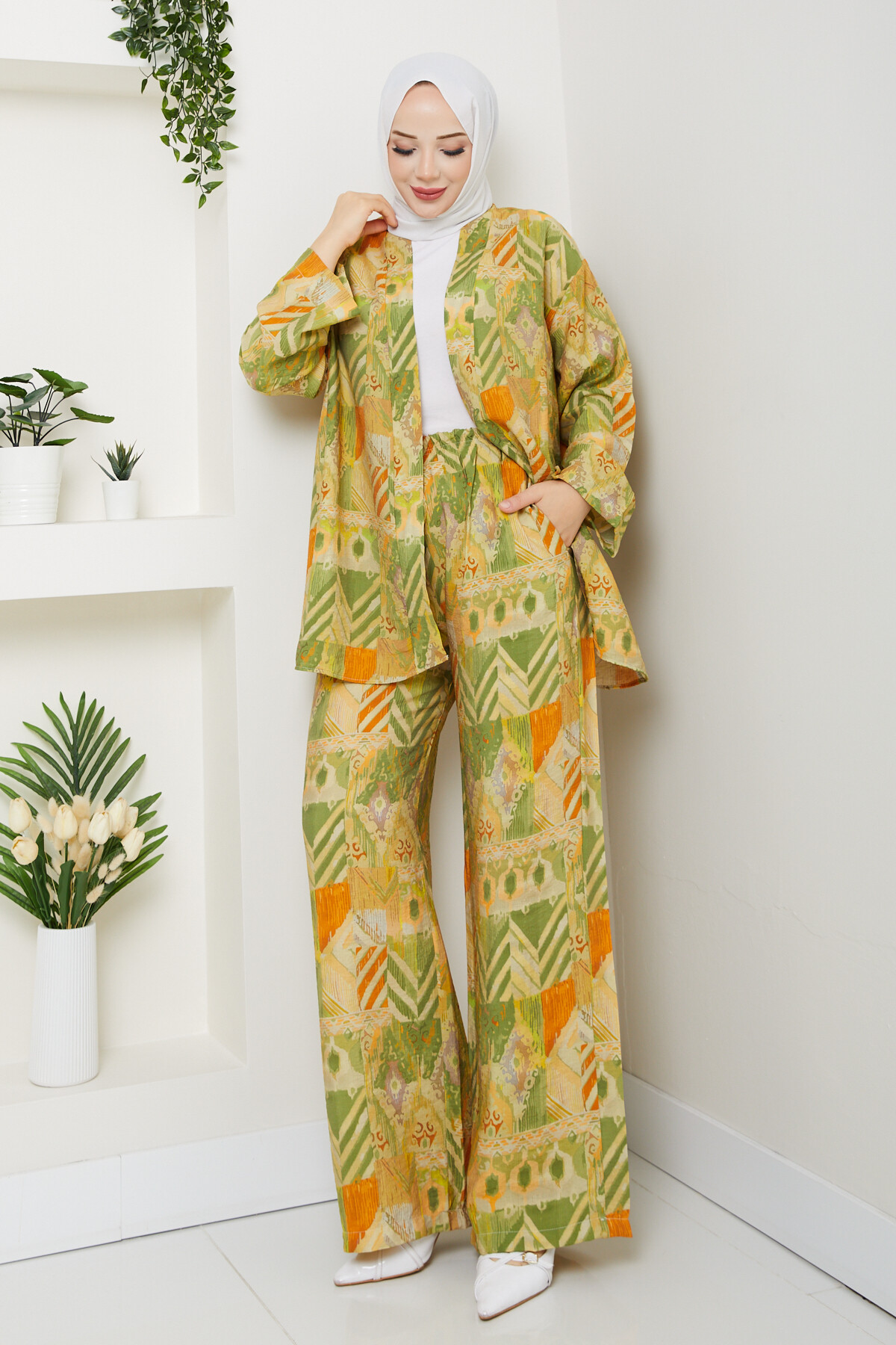 DESENLİ KİMONO TAKIM-YEŞİL