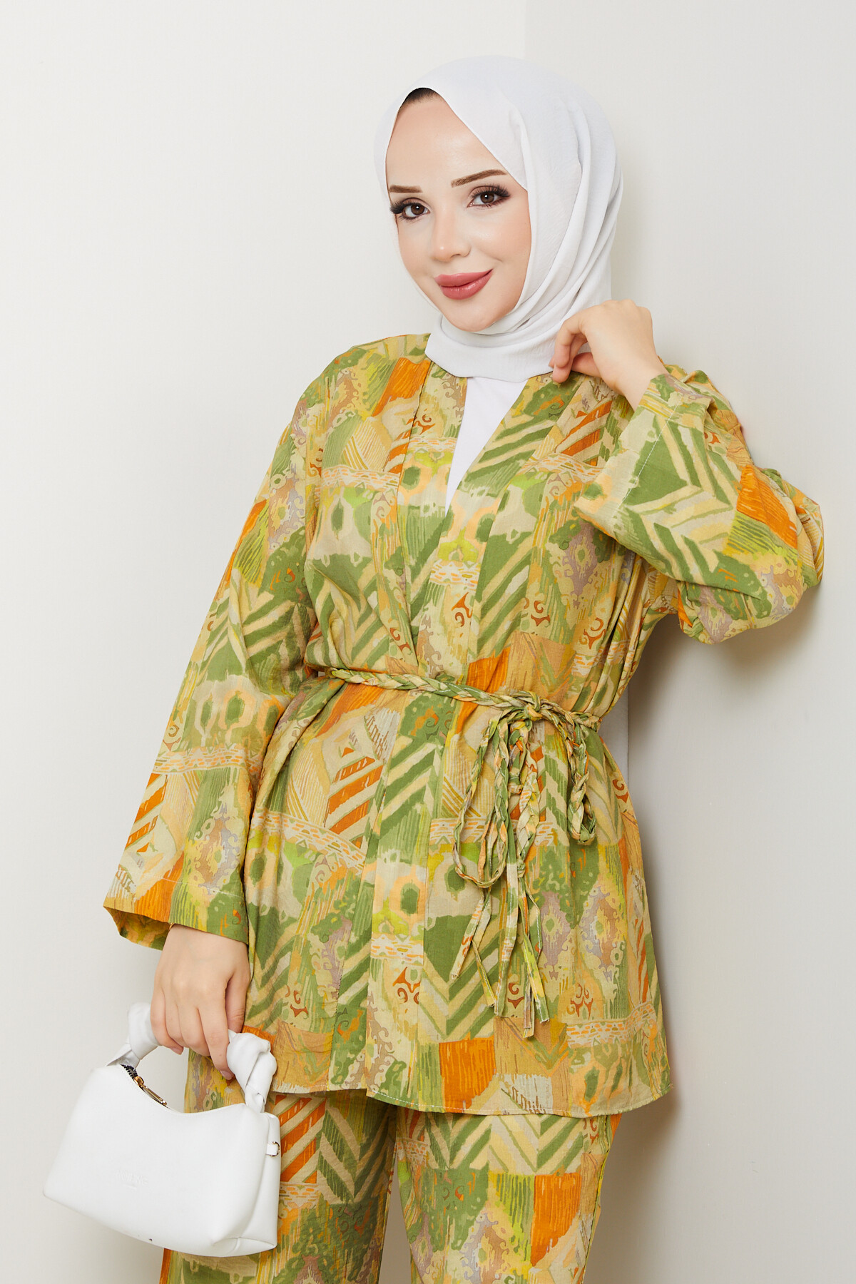 DESENLİ KİMONO TAKIM-YEŞİL