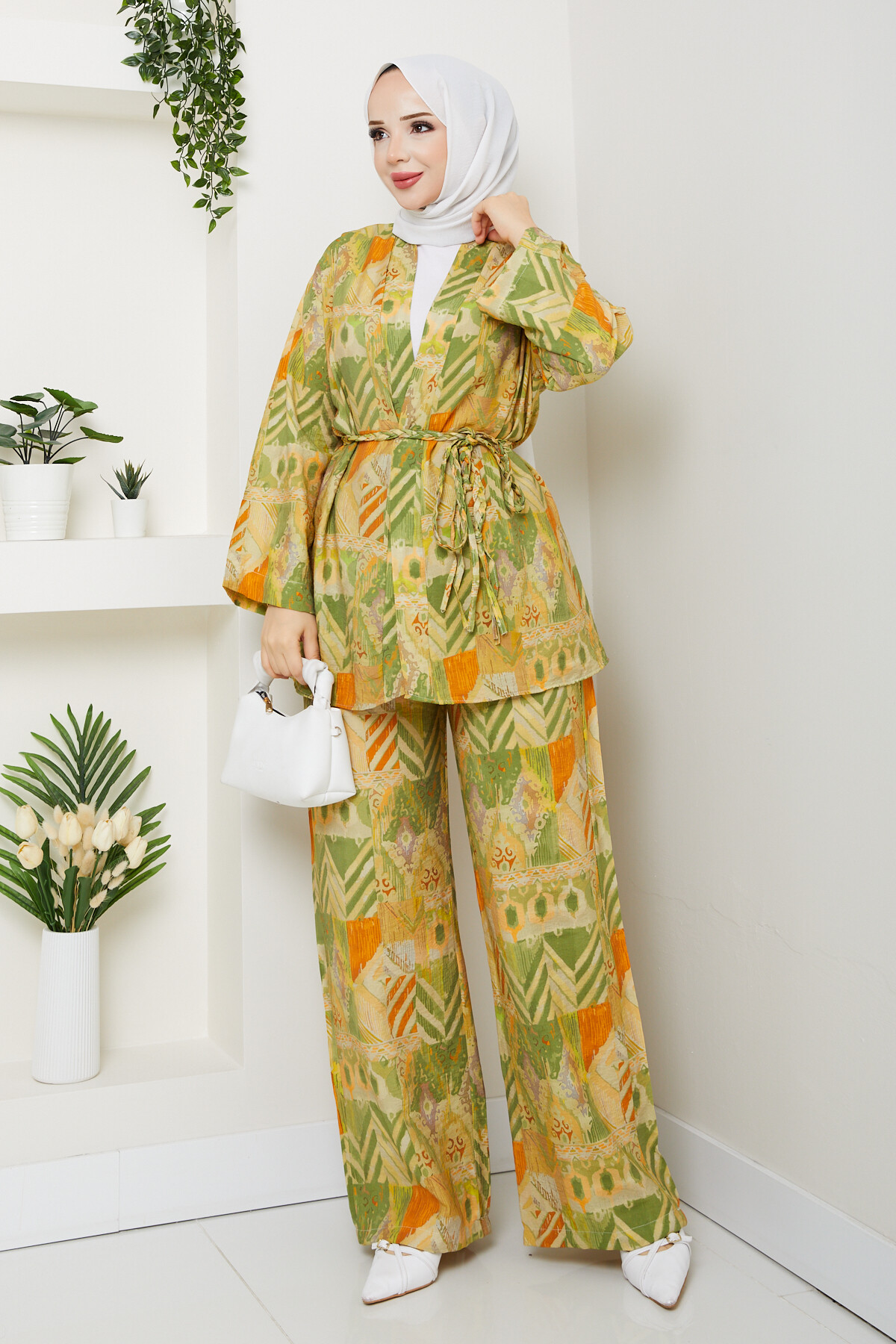 DESENLİ KİMONO TAKIM-YEŞİL