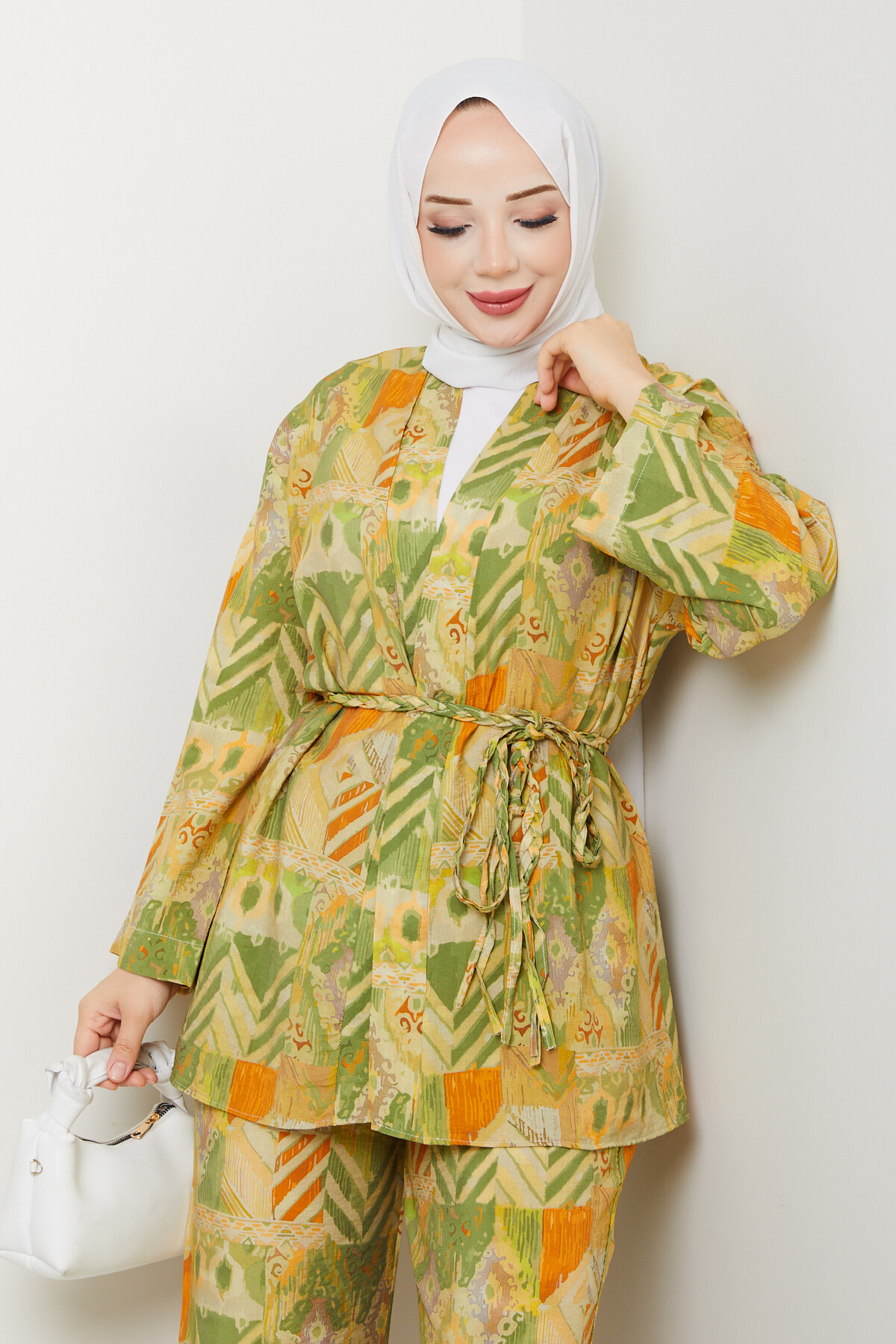 DESENLİ KİMONO TAKIM-YEŞİL