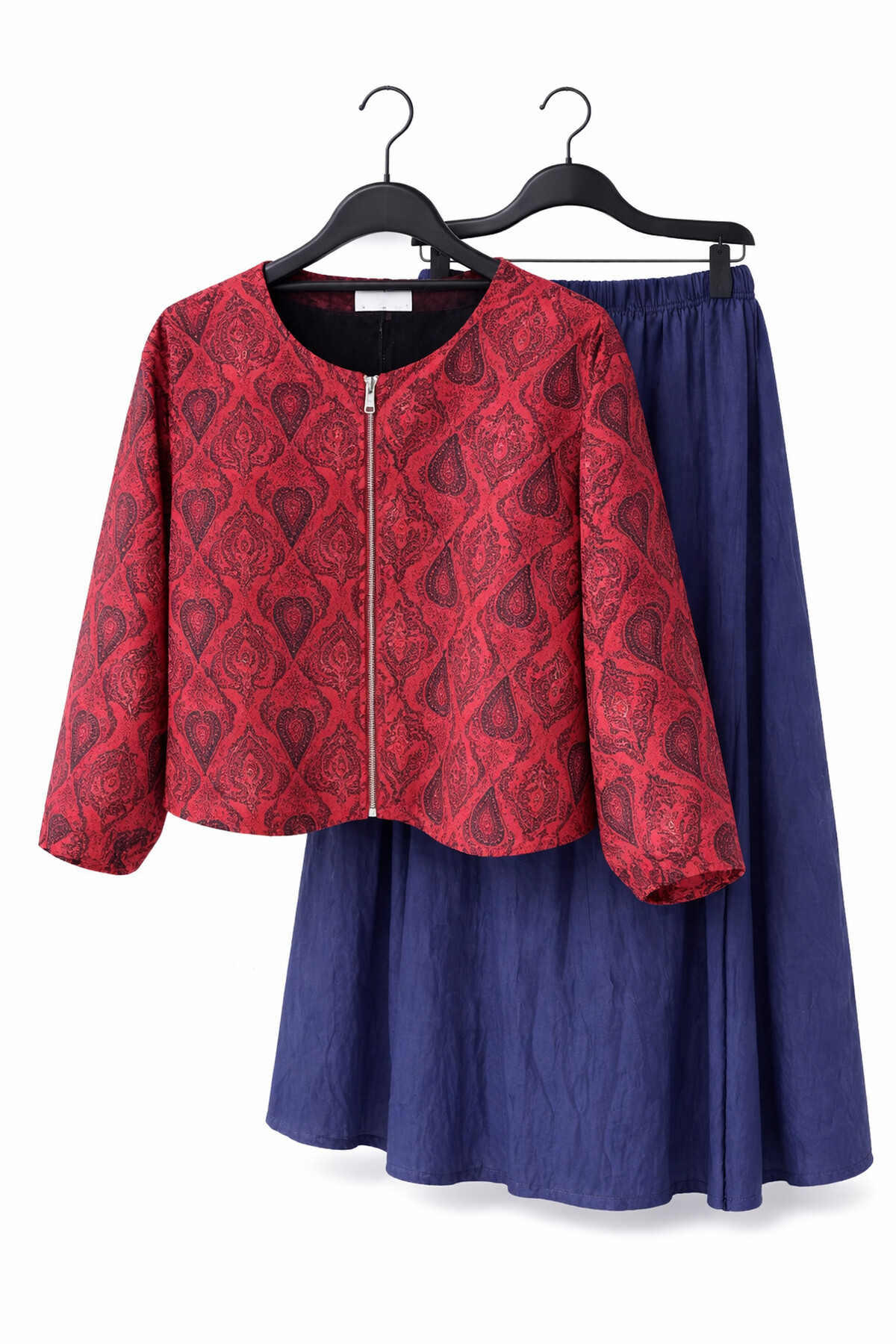 FERMUARLI ETNİK CEKET ETEK KOMBİN - BORDO