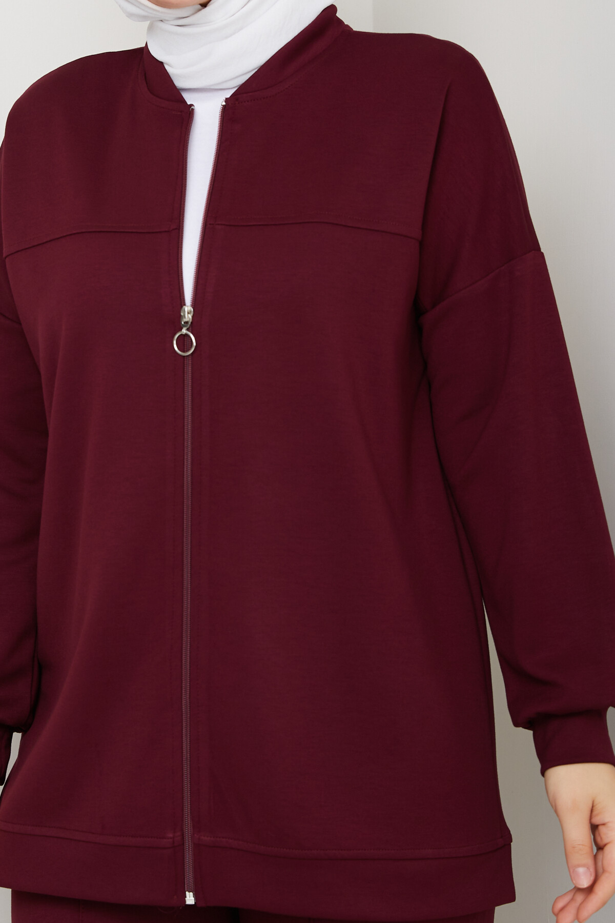 Fermuarlı Hırka Takımı Bordo