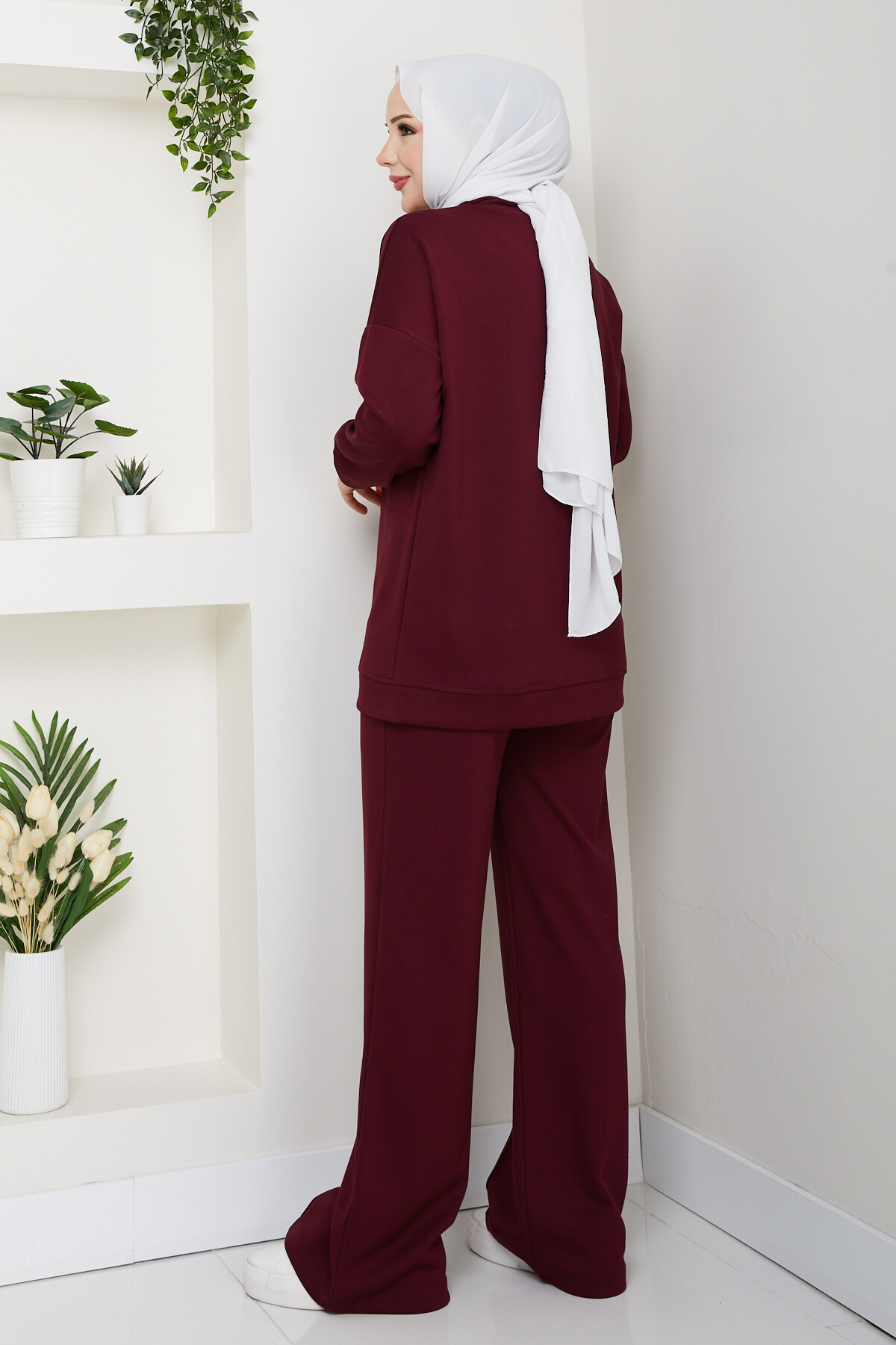 Fermuarlı Hırka Takımı Bordo