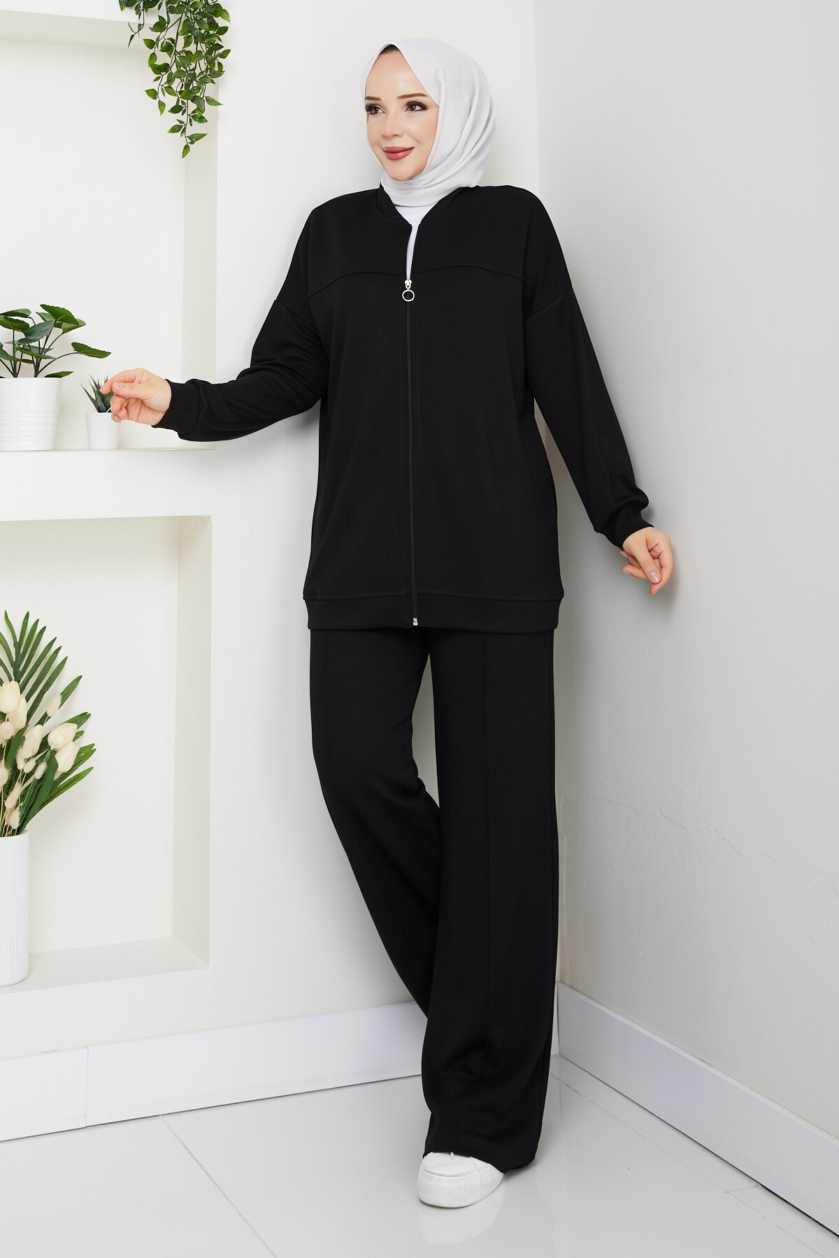 Fermuarlı Hırka Takımı Siyah