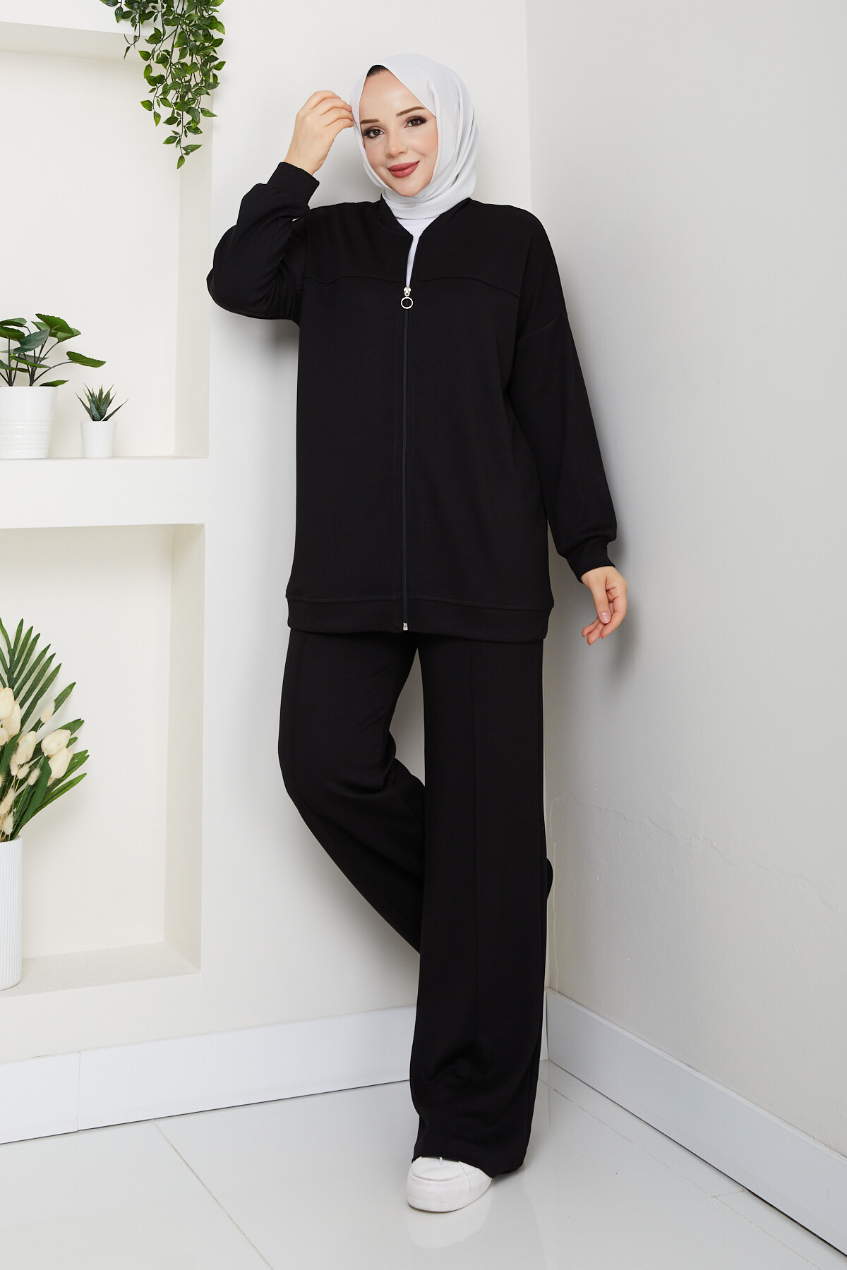 Fermuarlı Hırka Takımı Siyah