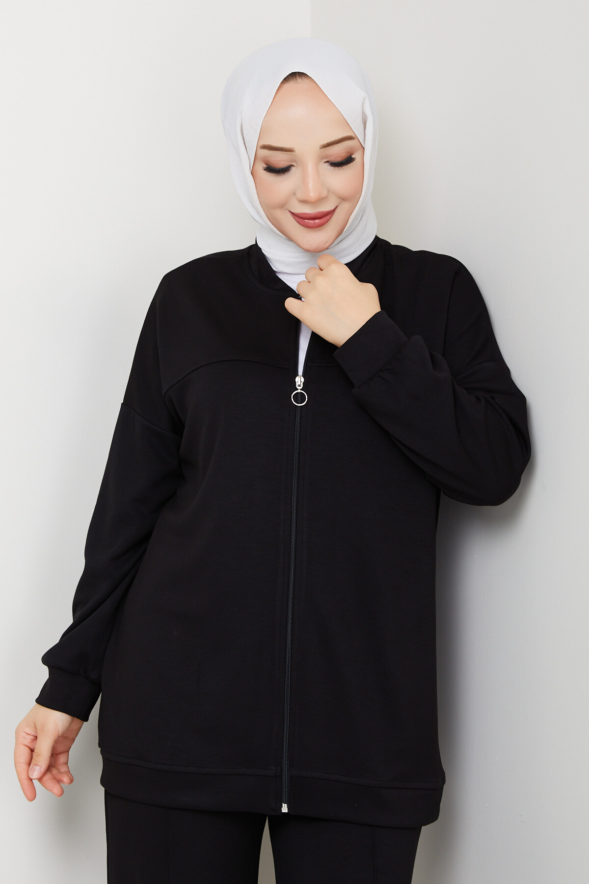 Fermuarlı Hırka Takımı Siyah