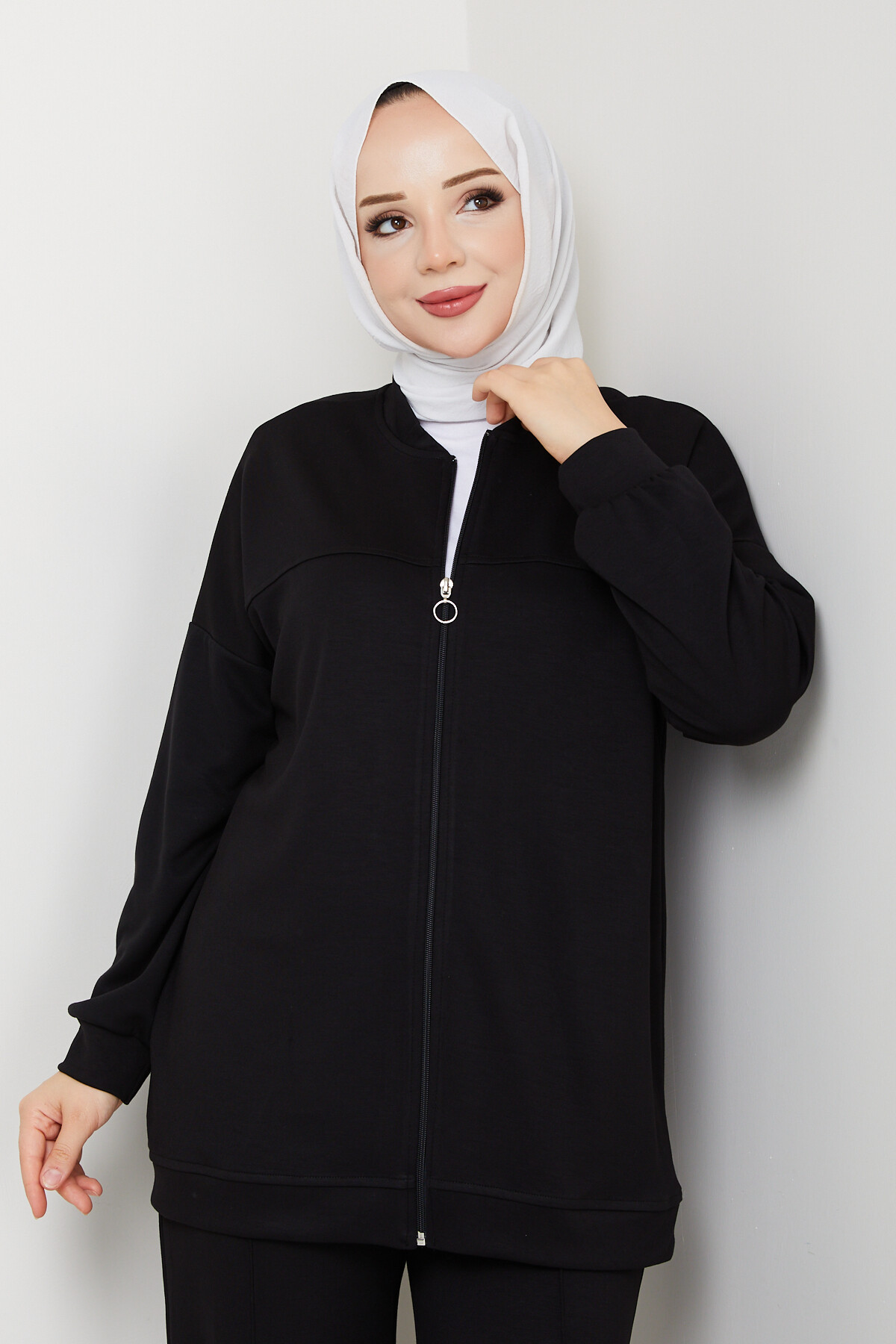 Fermuarlı Hırka Takımı Siyah