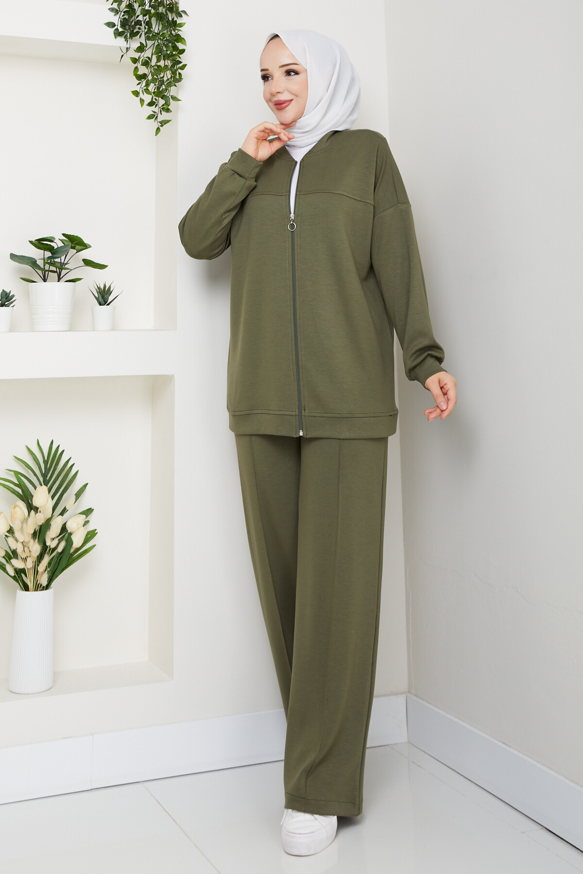 Fermuarlı Hırka Takımı Yeşil