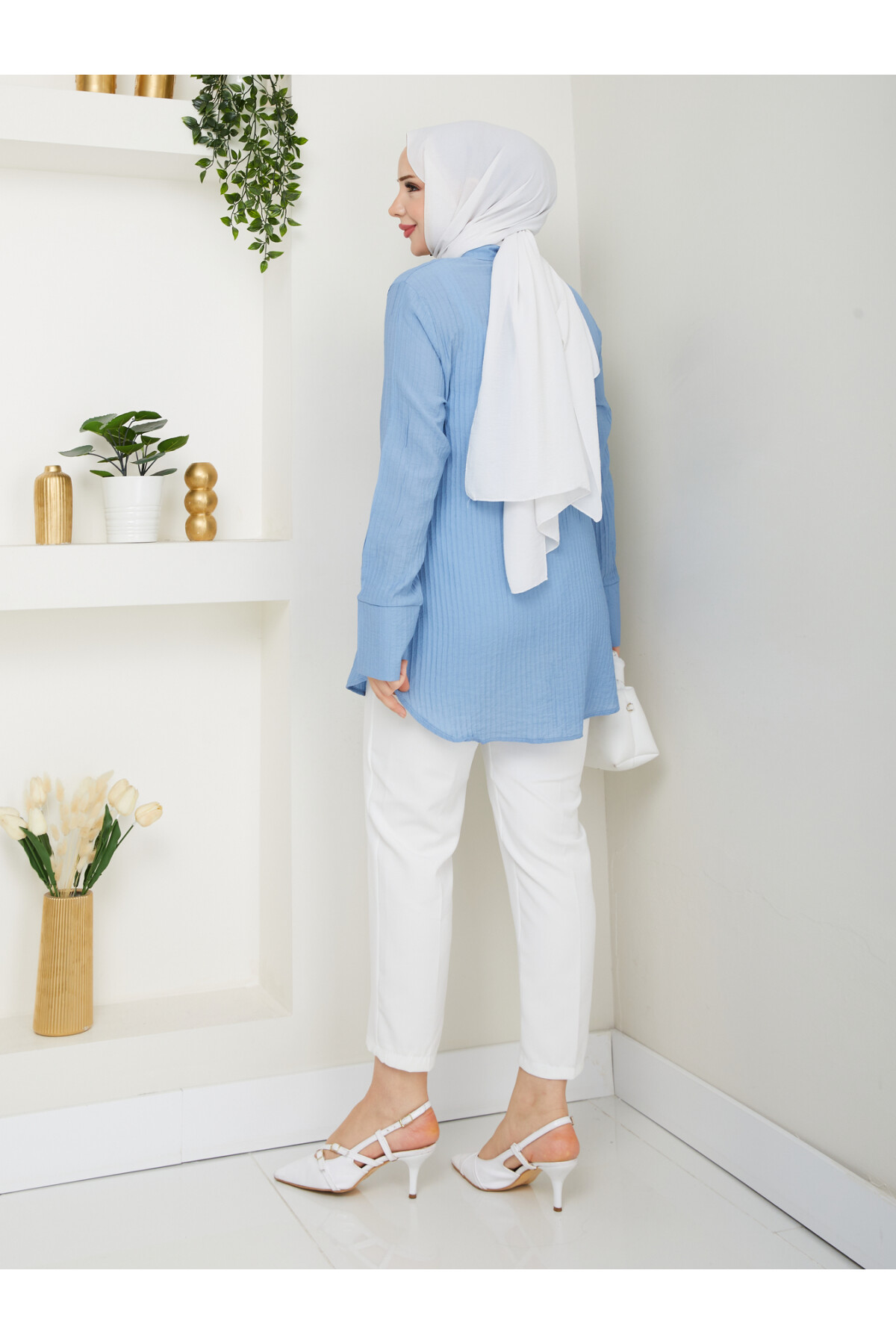 FİTİLLİ KUŞ GÖZÜ GÖMLEK-BEBE MAVİ