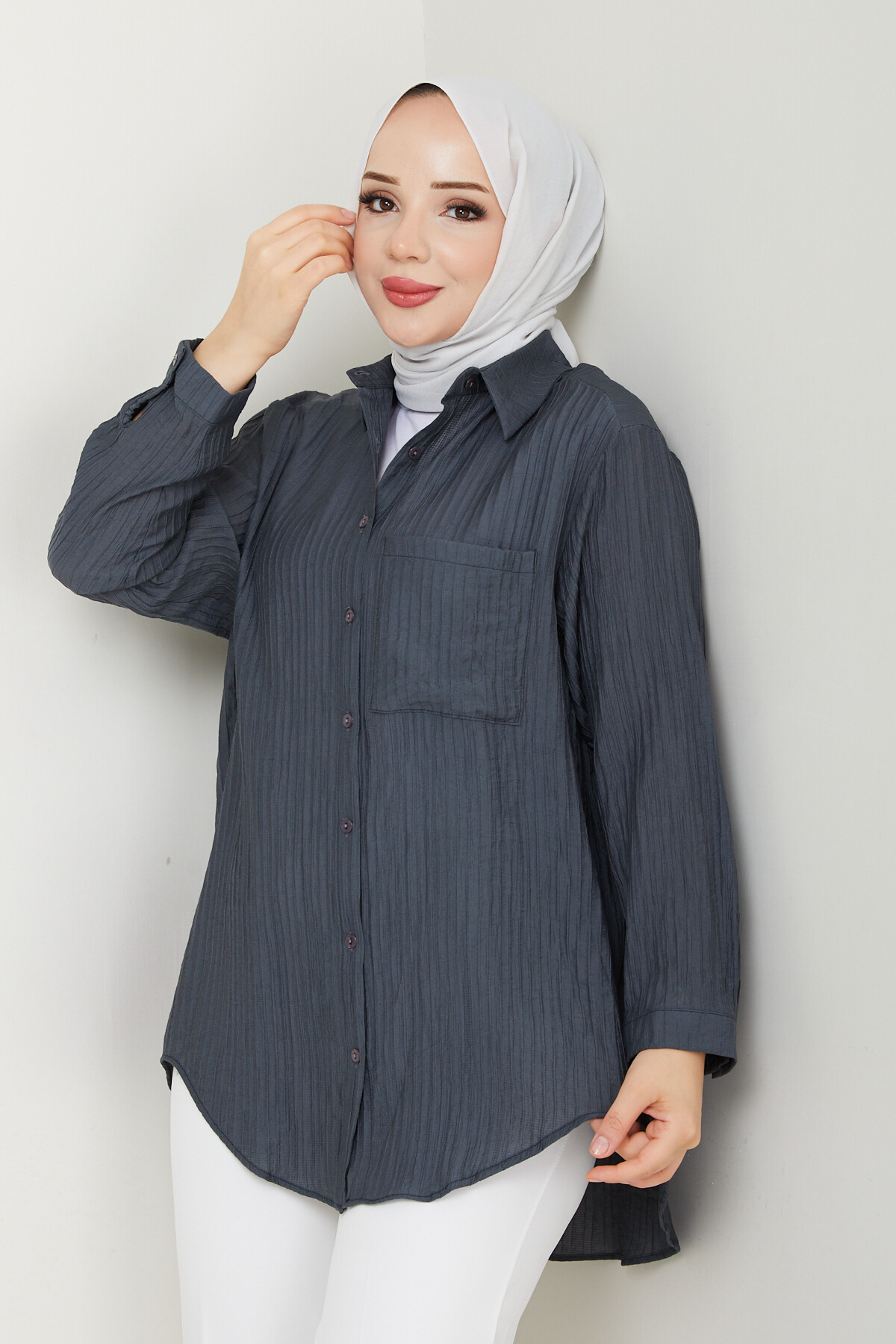 FİTİLLİ TEK CEP GÖMLEK-ANTRASİT