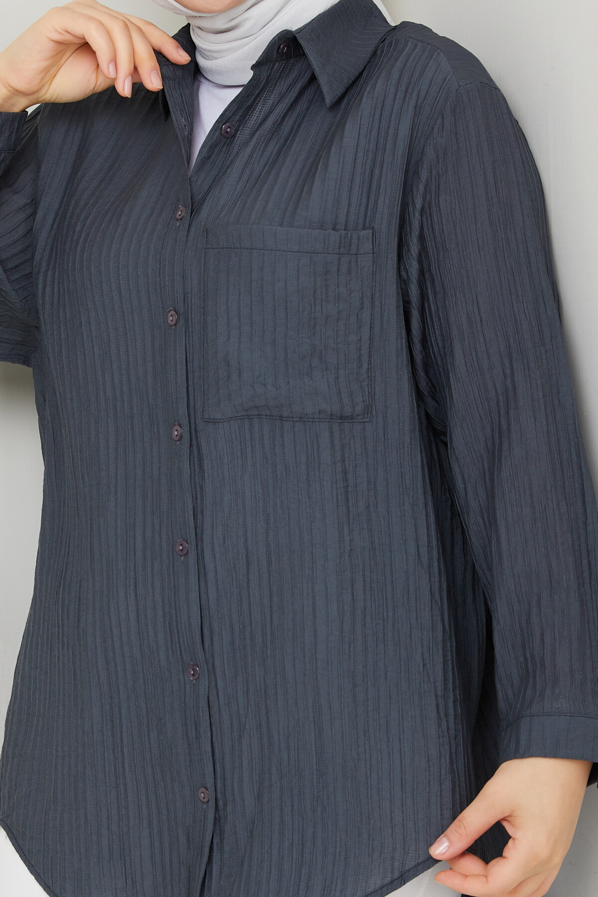 FİTİLLİ TEK CEP GÖMLEK-ANTRASİT