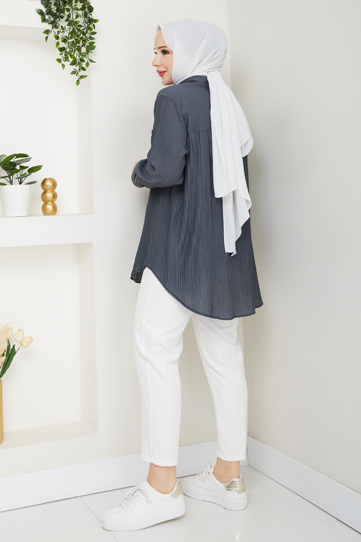 FİTİLLİ TEK CEP GÖMLEK-ANTRASİT