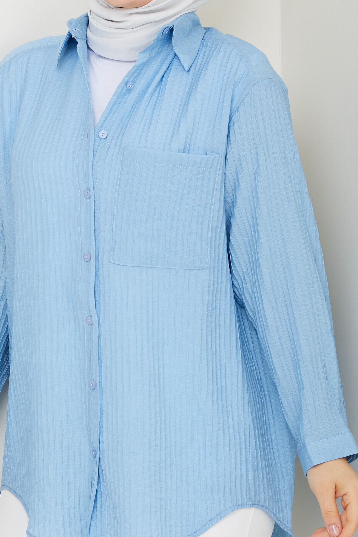 FİTİLLİ TEK CEP GÖMLEK-BEBE MAVİ