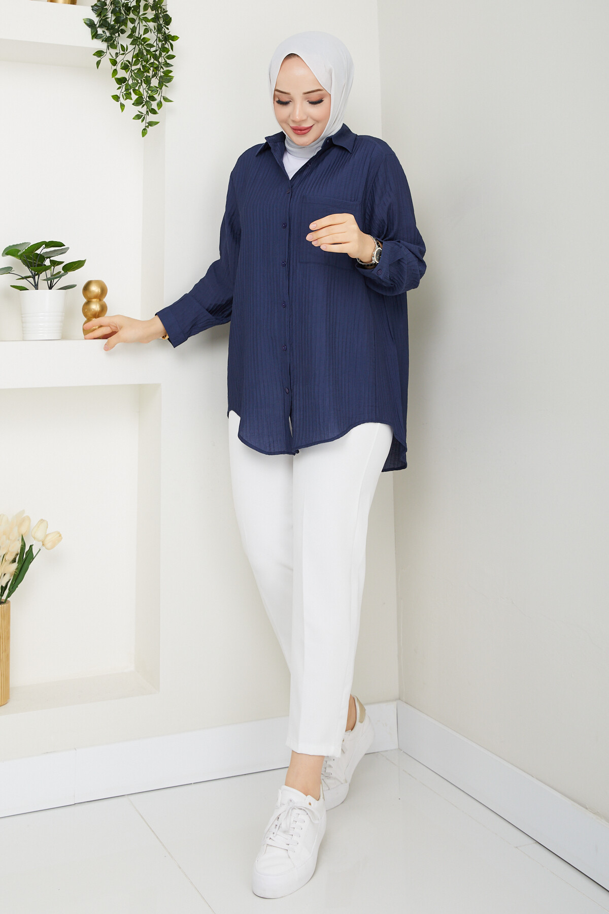 FİTİLLİ TEK CEP GÖMLEK-LACİVERT