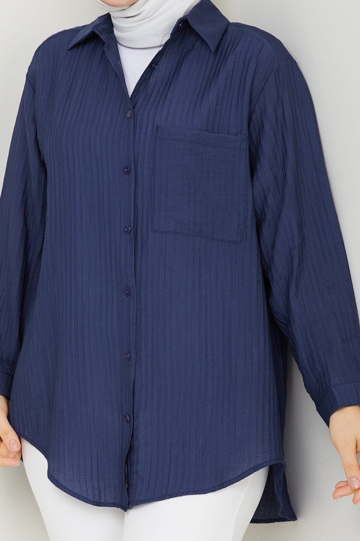 FİTİLLİ TEK CEP GÖMLEK-LACİVERT