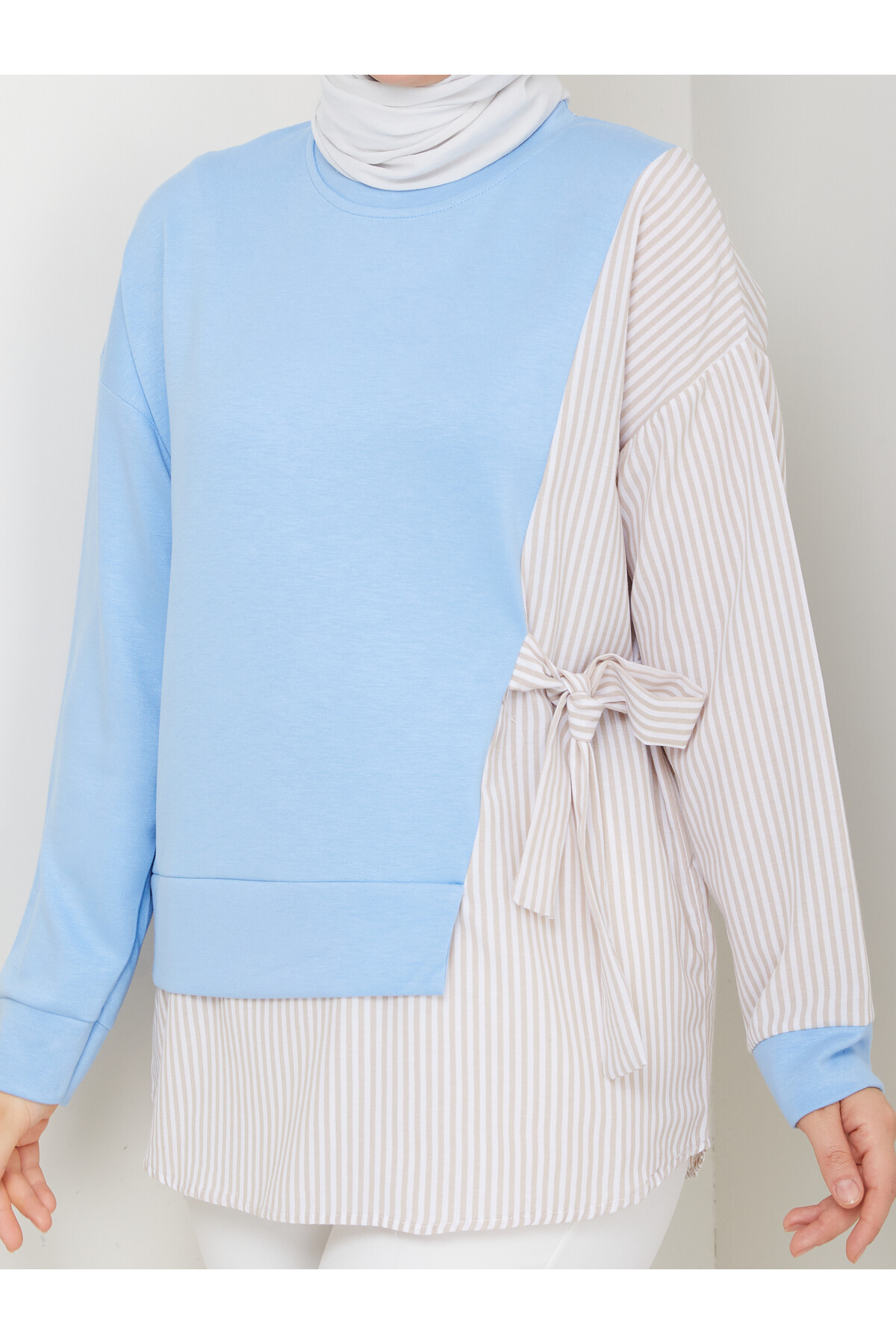 GARNİLİ BAĞLAMALI TUNİK-MAVİ